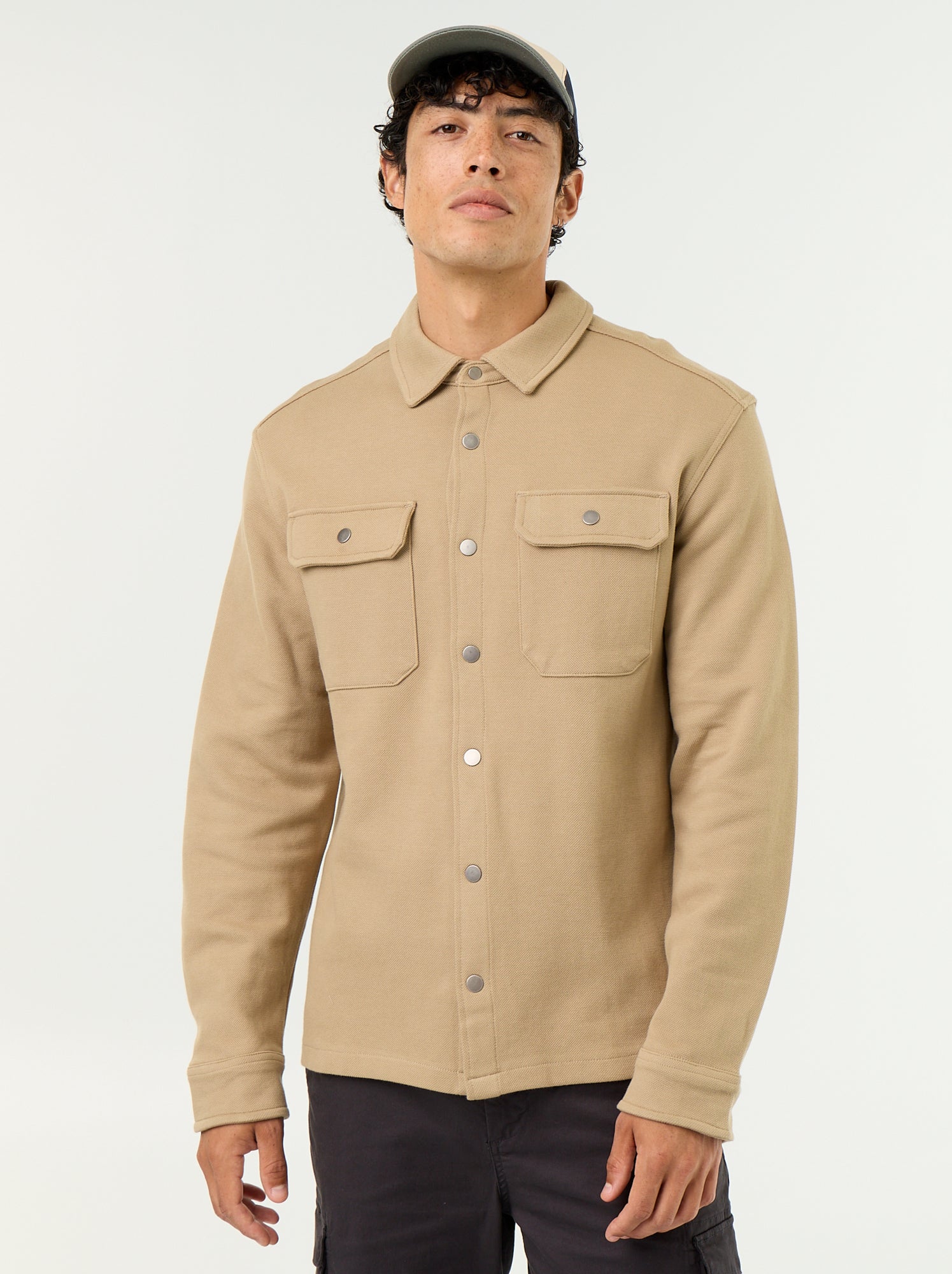 Surchemise en maille piquée - Beige