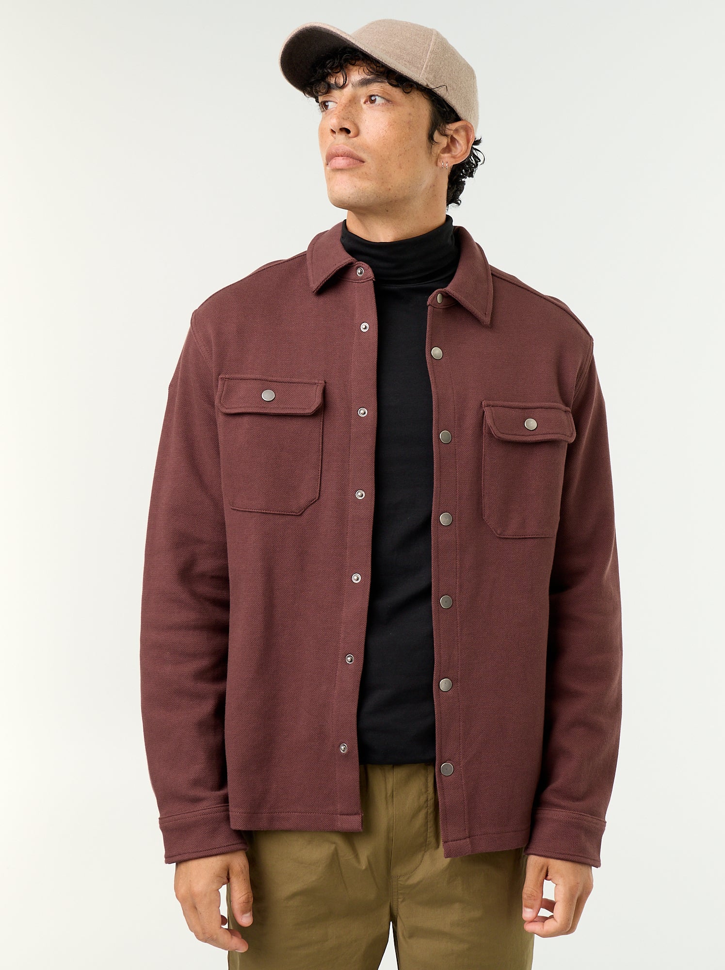 Surchemise en maille piquée - Marron