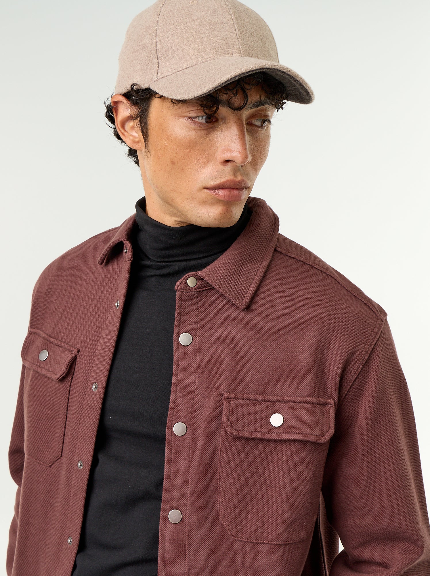 Surchemise en maille piquée - Marron