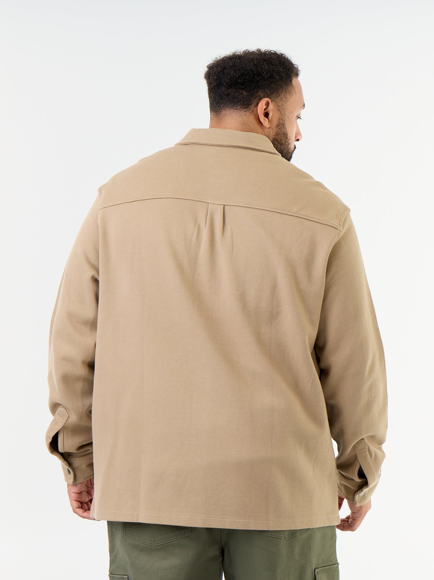 Surchemise unie en maille piquée - Beige