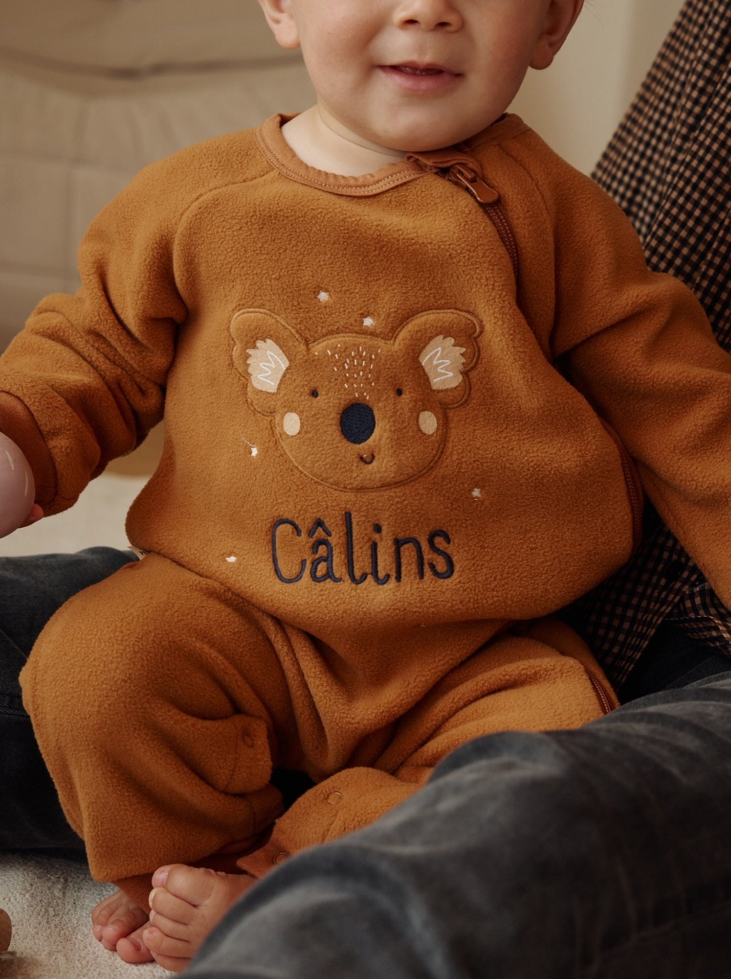 Surpyjama bébé en polaire constellation - Camel