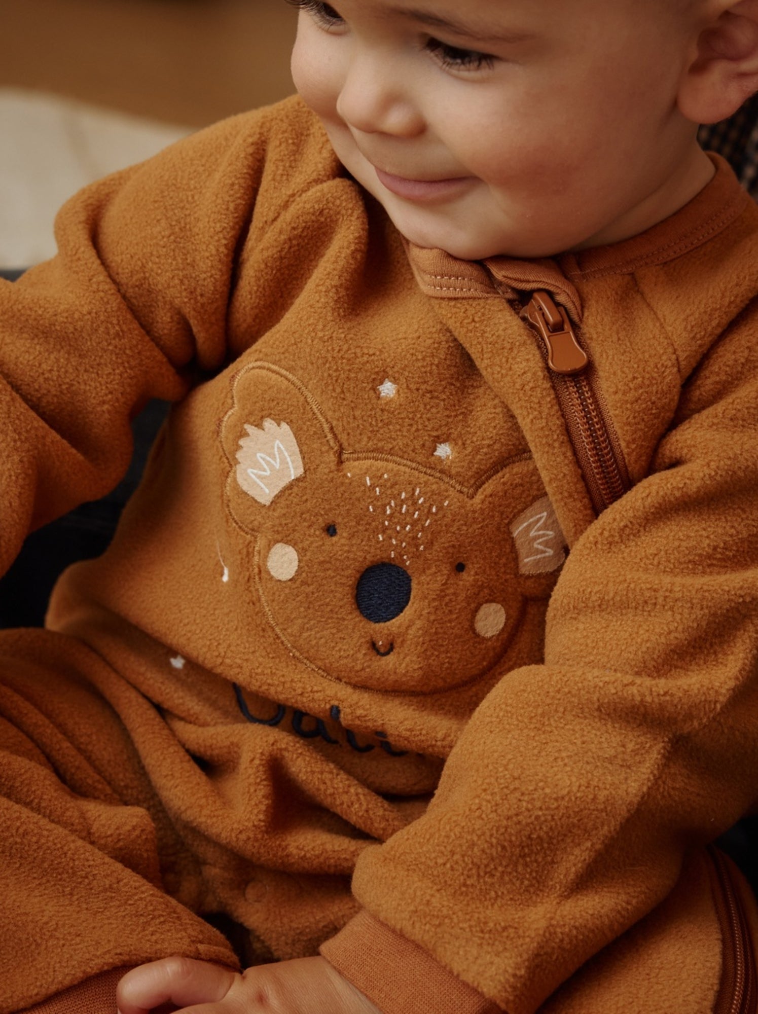 Surpyjama bébé en polaire constellation - Camel