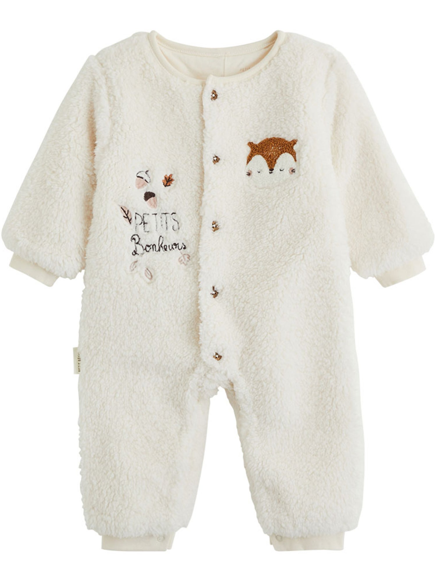 Surpyjama bébé en sherpa caramel - Ecru