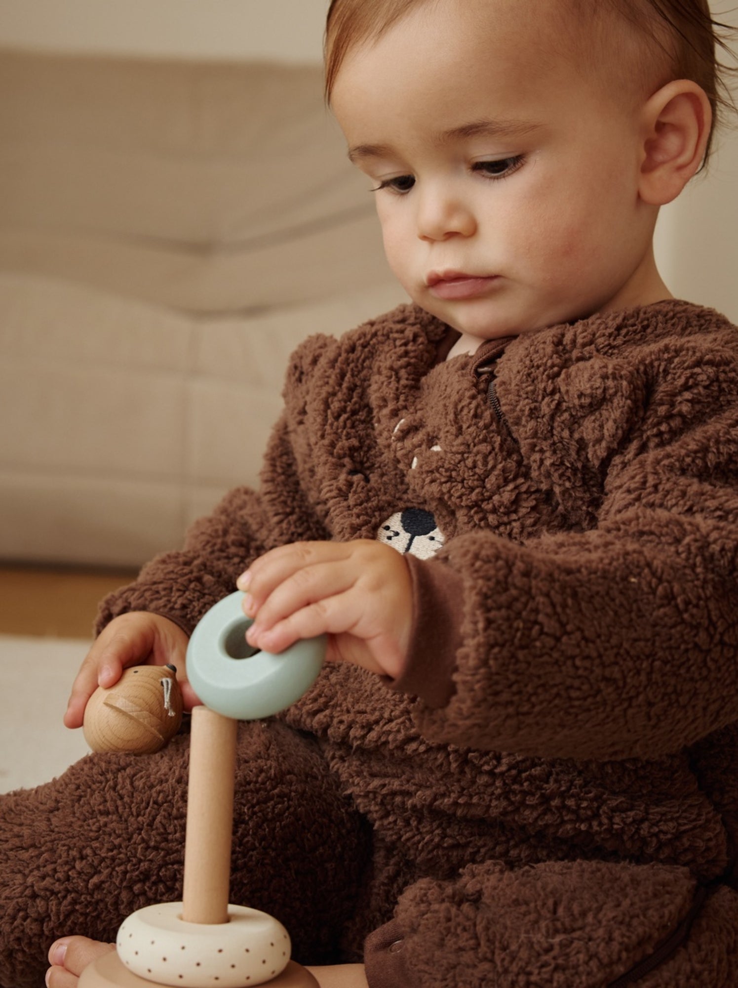 Surpyjama bébé en sherpa cracotte - Marron