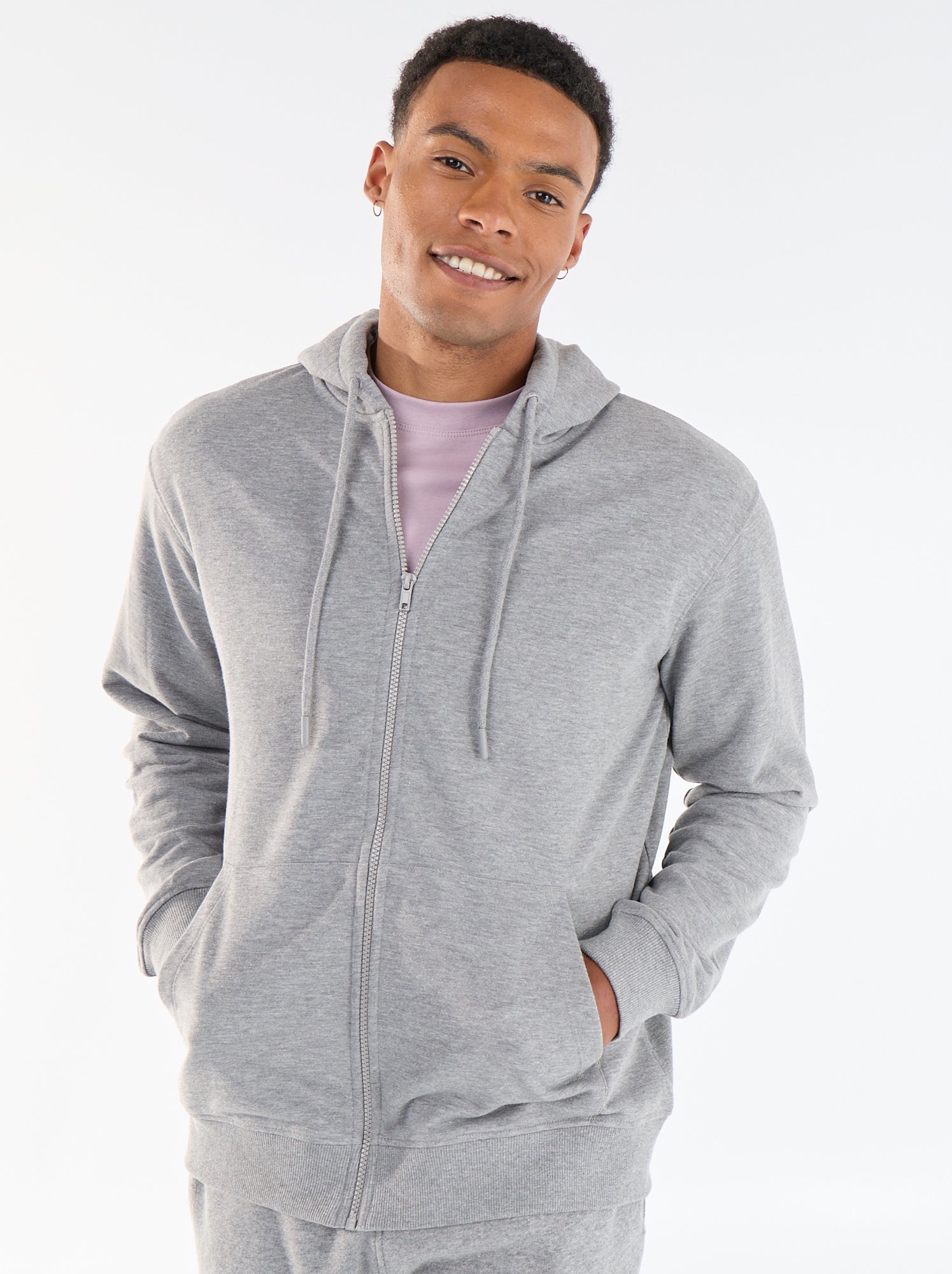 Sweat à capuche en French Terry - Gris