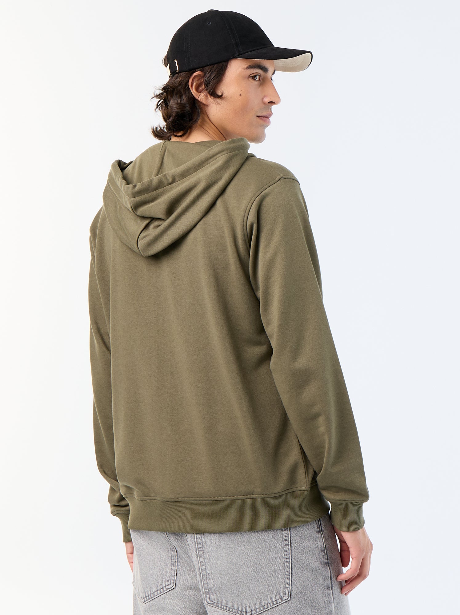 Sweat à capuche en French Terry - Kaki
