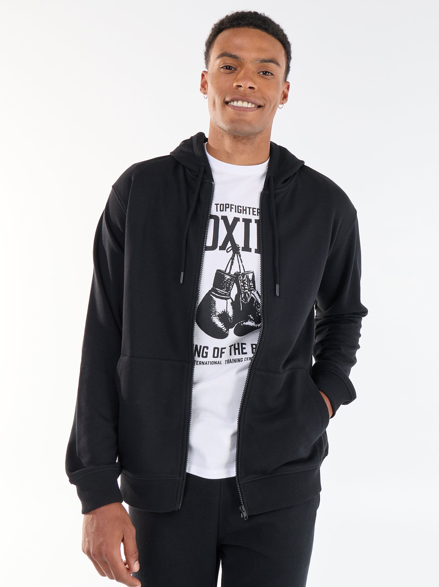 Sweat à capuche en French Terry - Noir