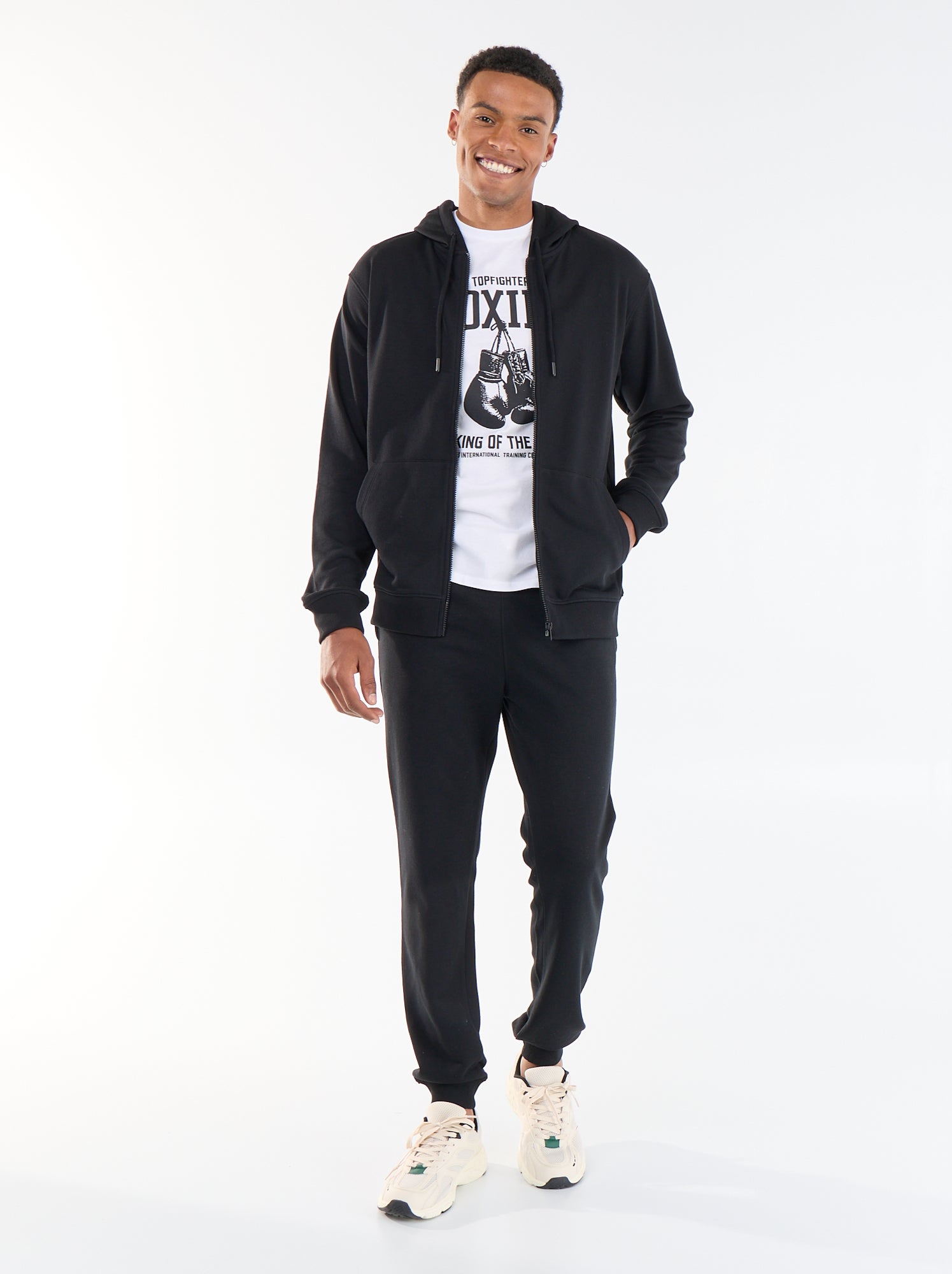 Sweat à capuche en French Terry - Noir