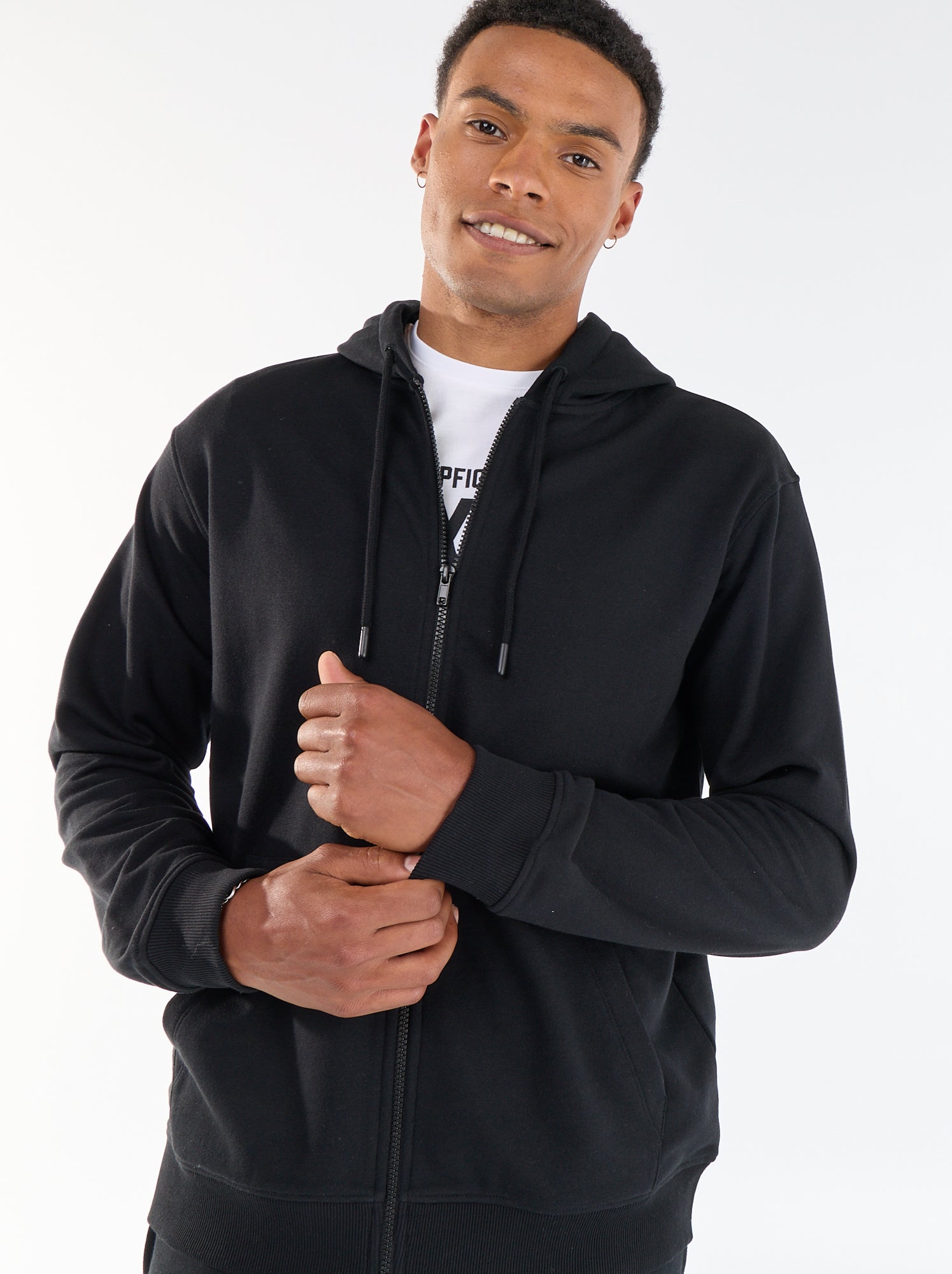 Sweat à capuche en French Terry - Noir