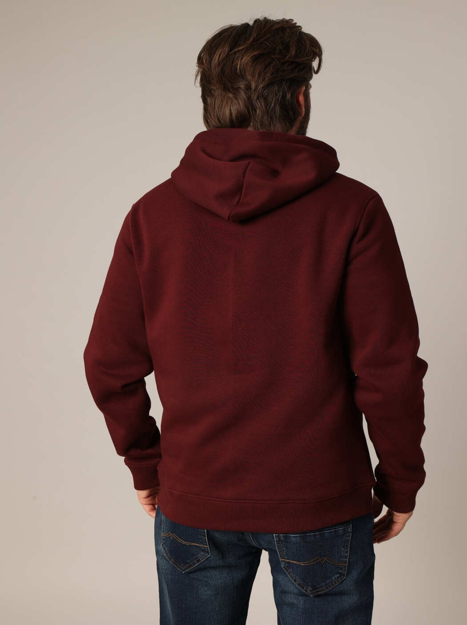 Sweat à capuche en polaire avec inscription brodée « deeluxe original ». 'deeluxe' - Rouge foncé