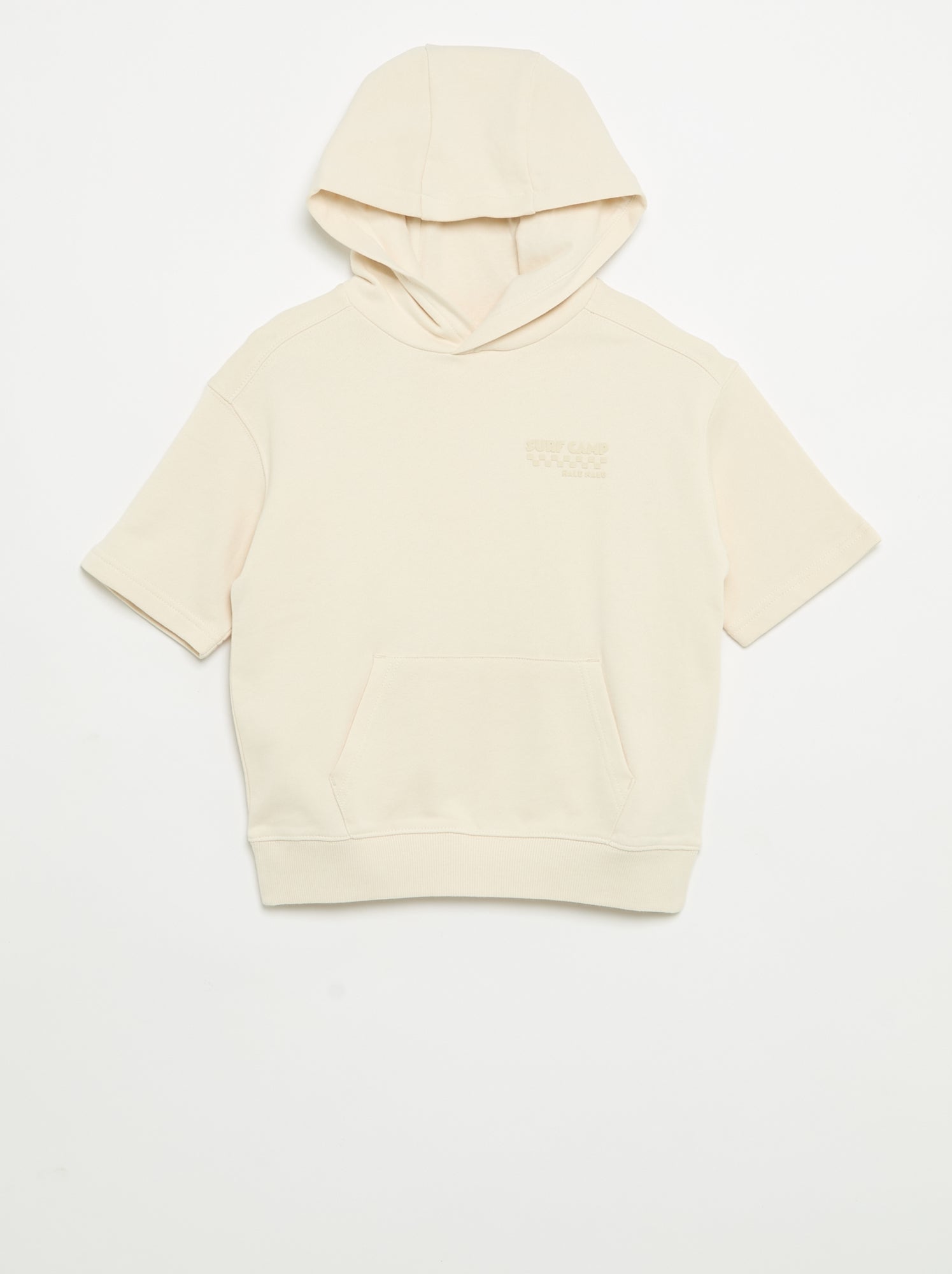 Sweat à capuche et manches courtes - Ecru