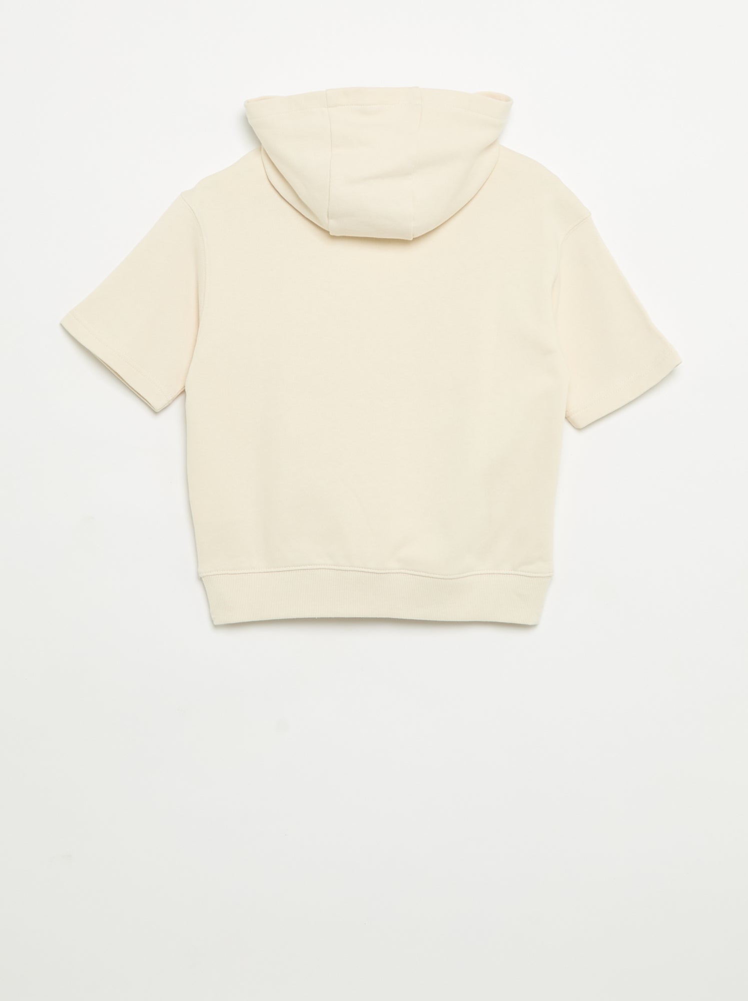 Sweat à capuche et manches courtes - Ecru