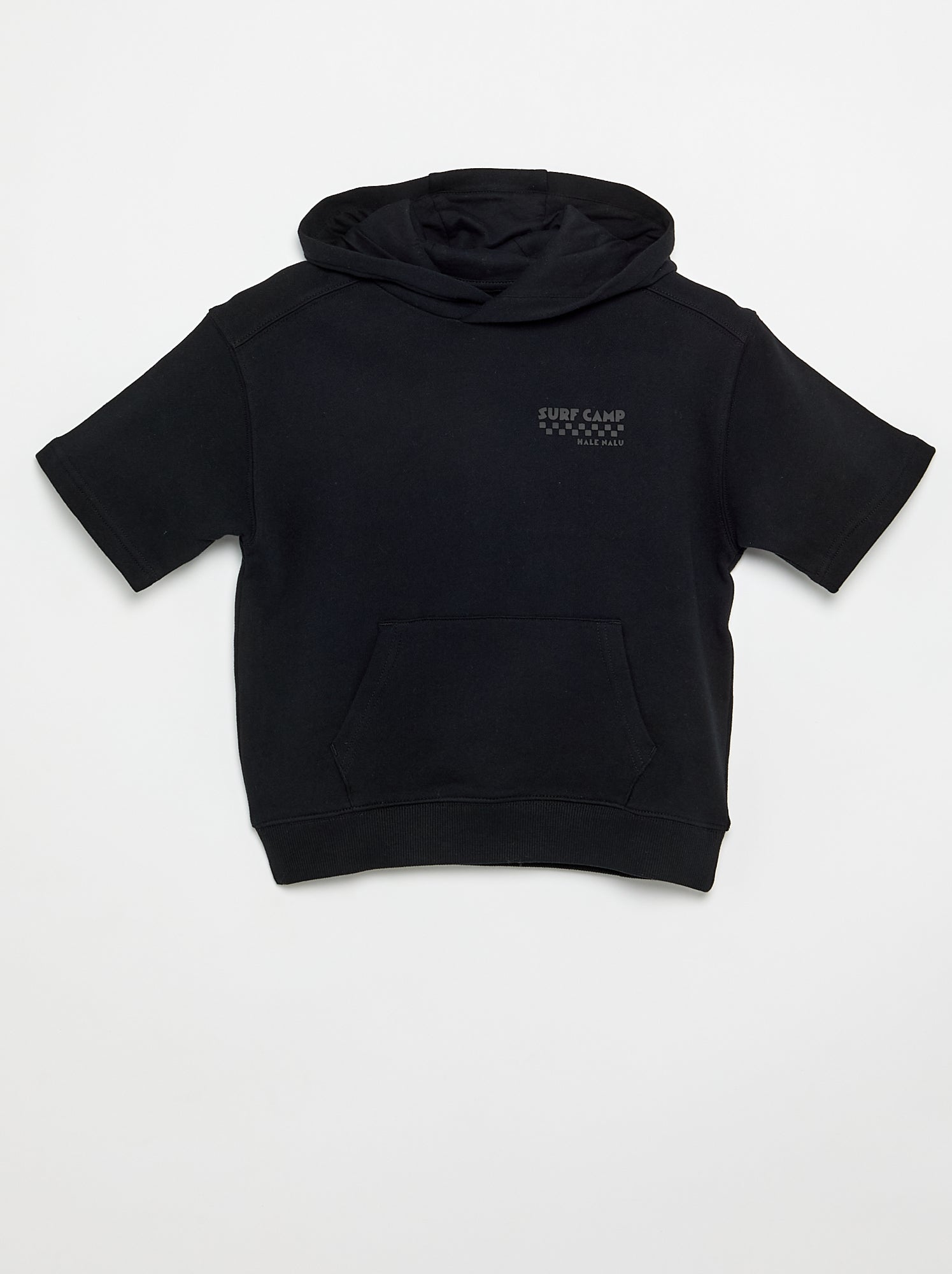 Sweat à capuche et manches courtes - Noir