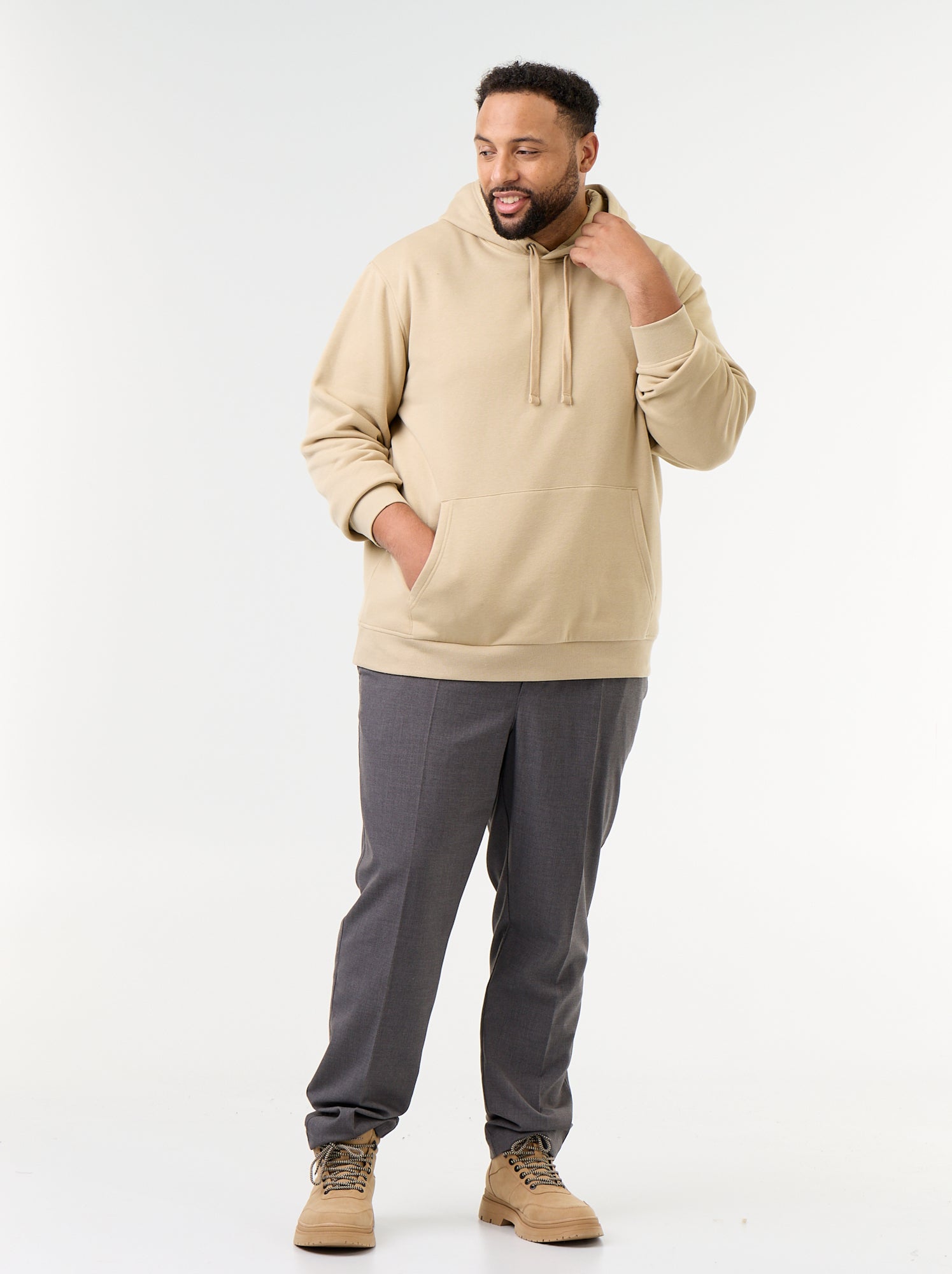 Sweat à capuche et poche kangourou - Beige