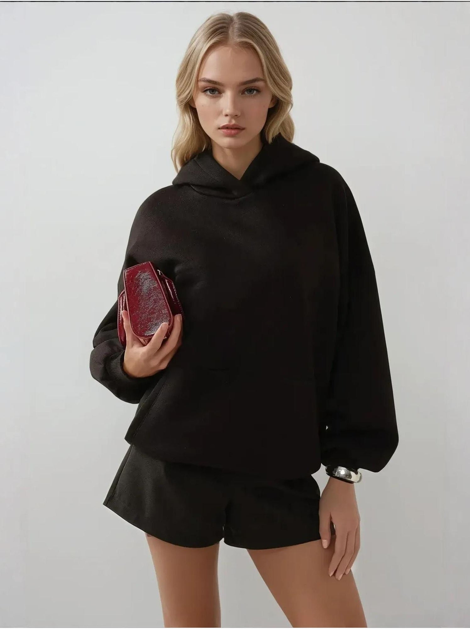 Sweat à capuche extra-large et épais - Noir