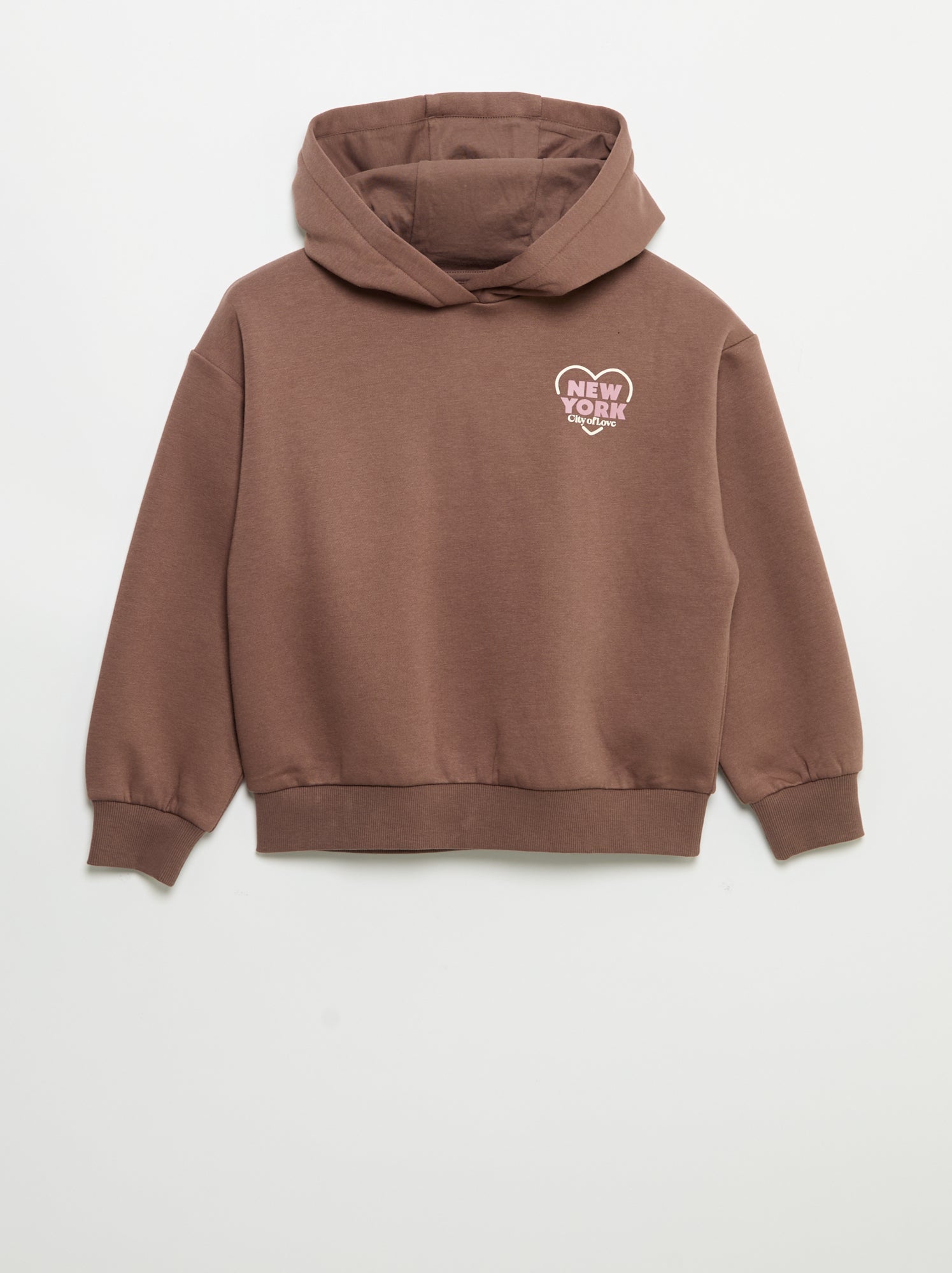 Sweat à capuche imprimé recto/verso - Marron