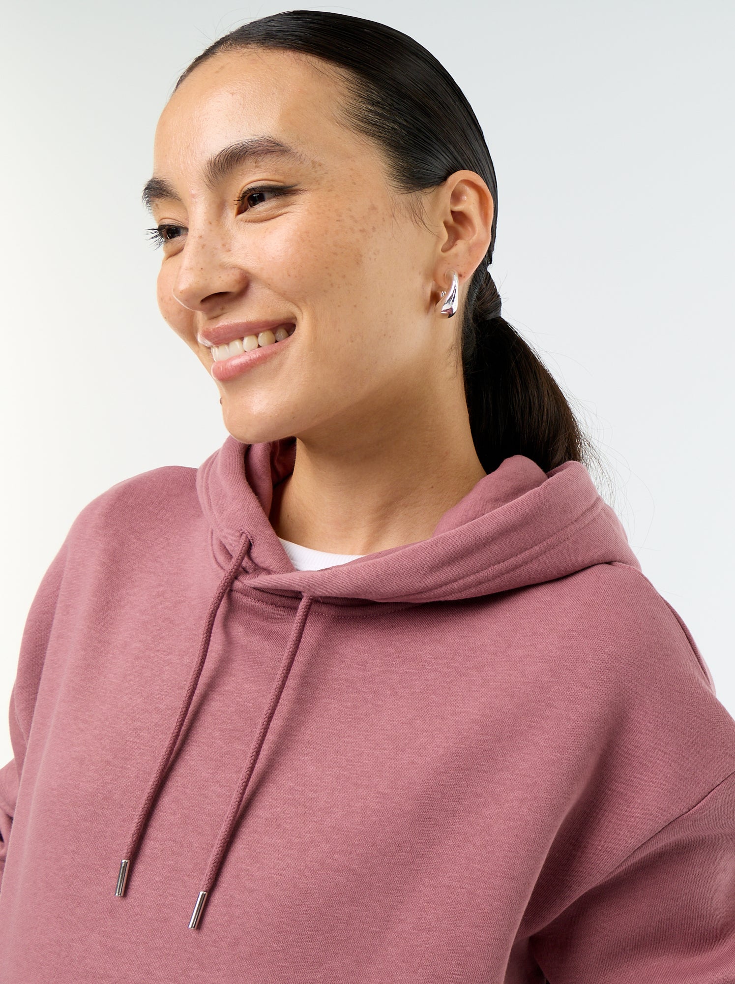 Sweat à capuche uni avec poche kangourou - Rose (FVQ66_2)
