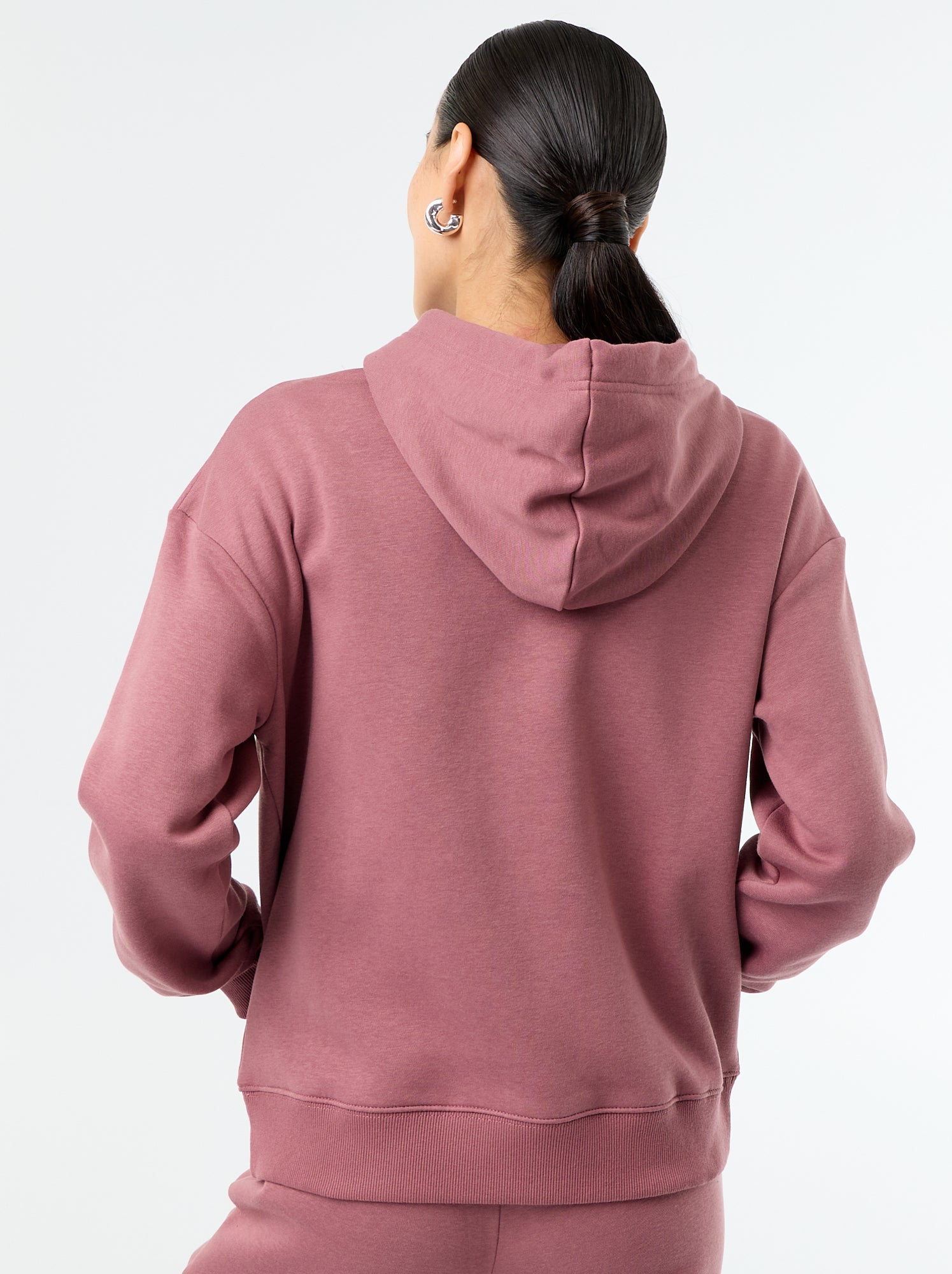 Sweat à capuche uni avec poche kangourou - Rose (FVQ66_2)