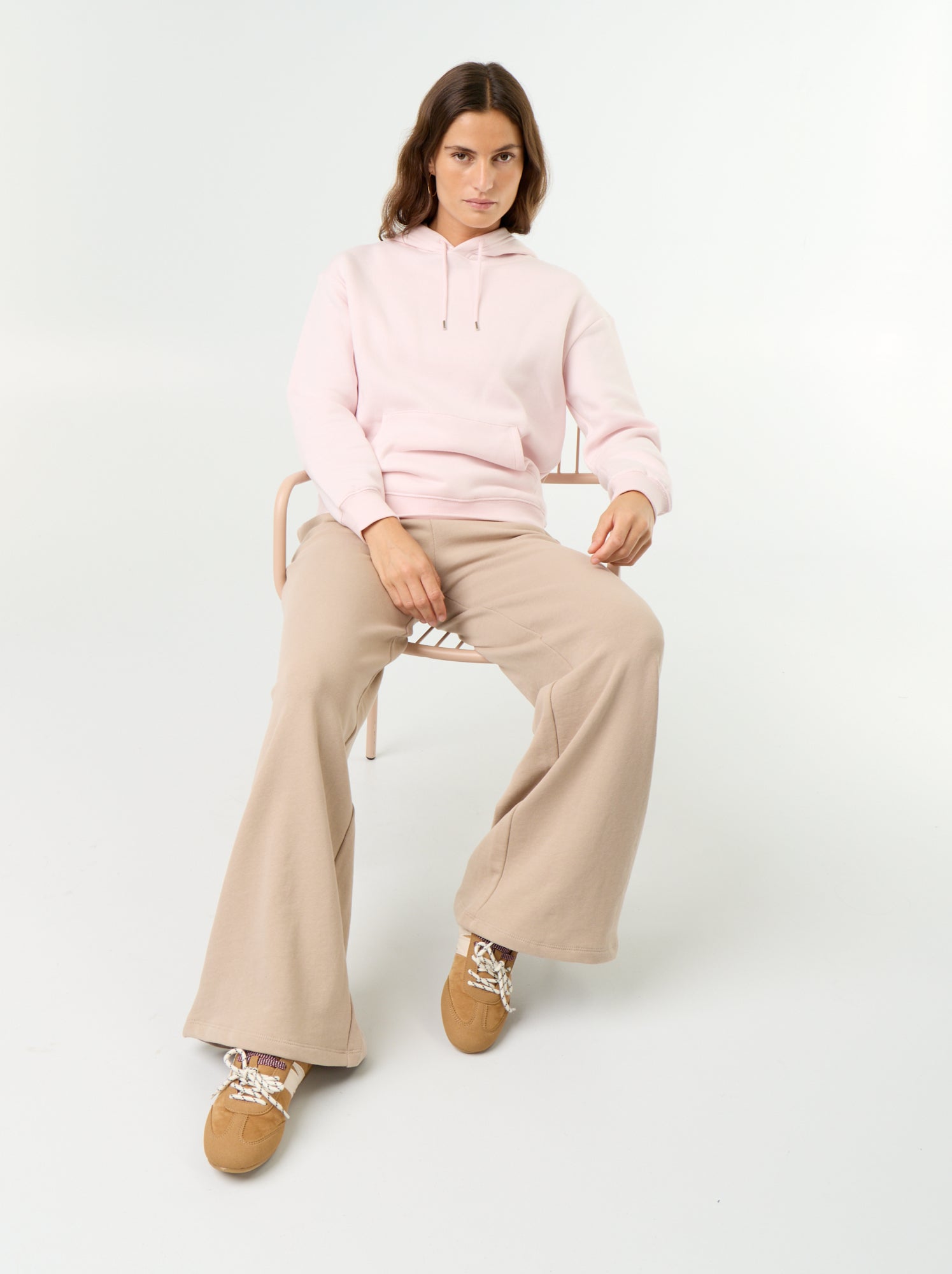 Sweat à capuche uni avec poche kangourou - Rose (FVQ66_4)