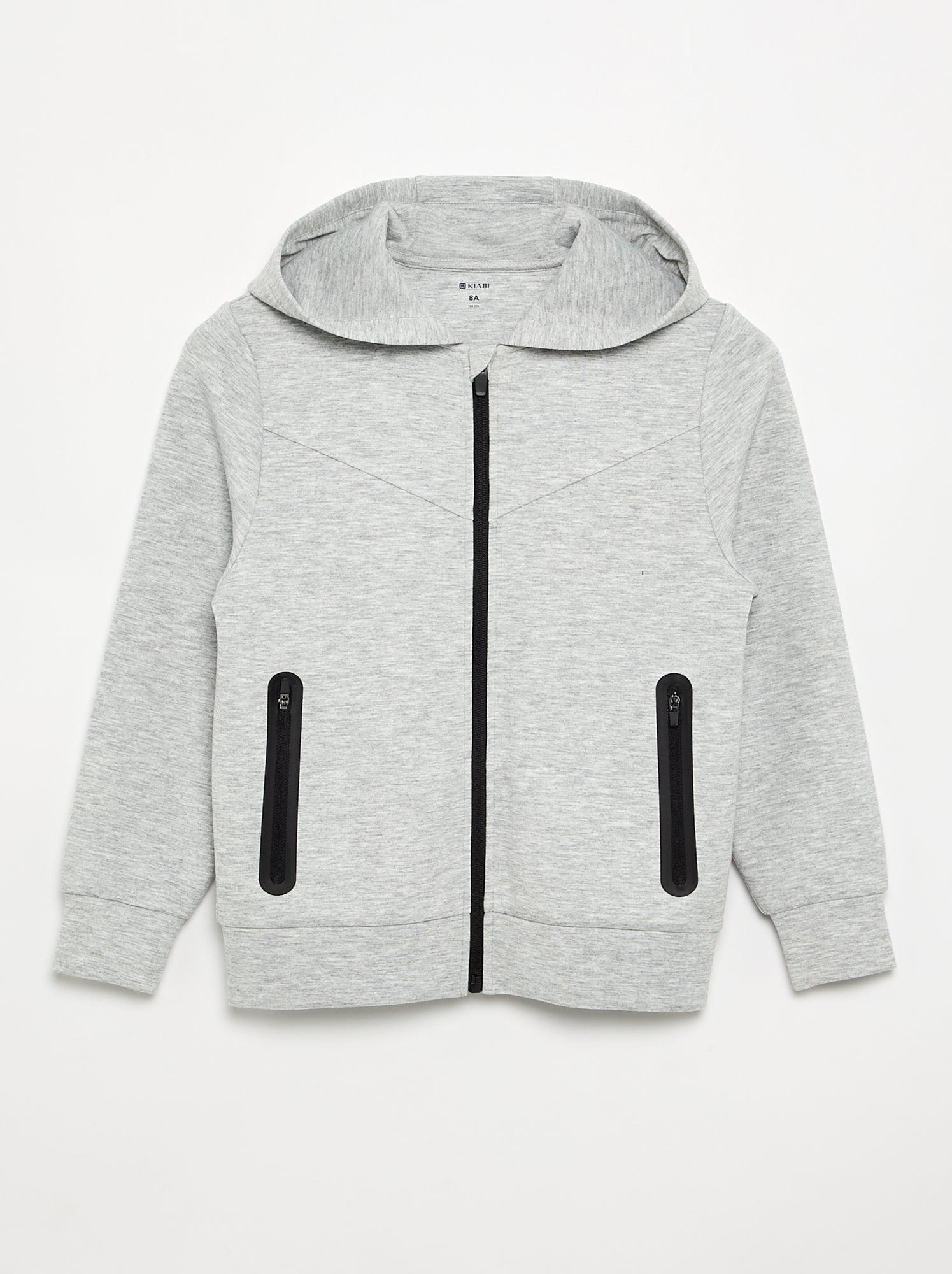 Sweat à capuche zippé avec 2 poches zippées - Gris