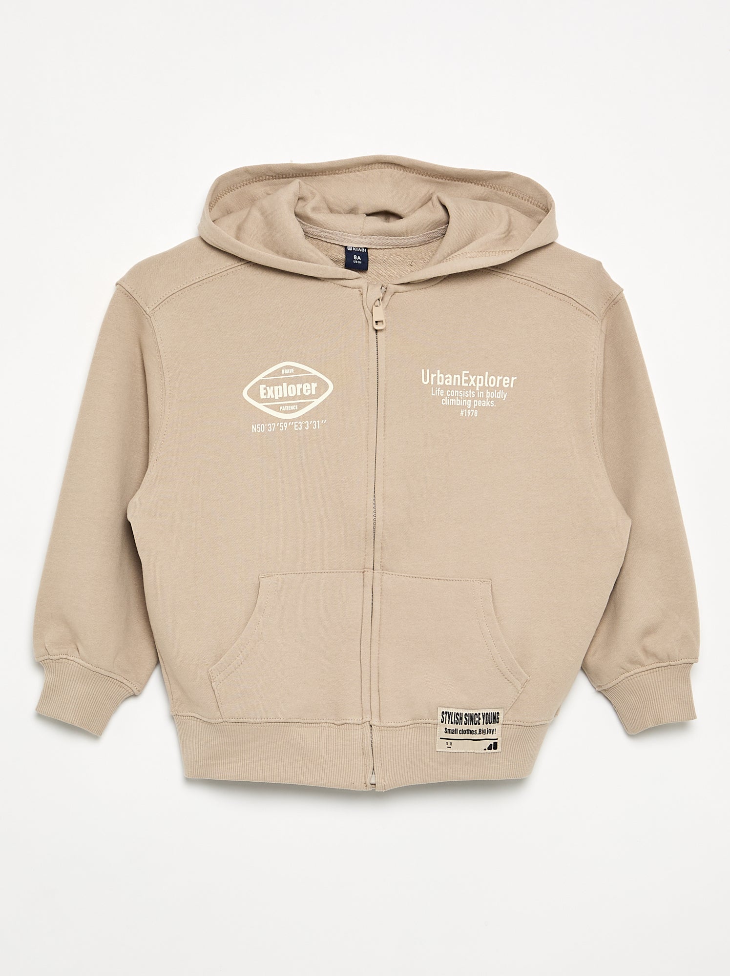 Sweat à capuche zippé - Beige