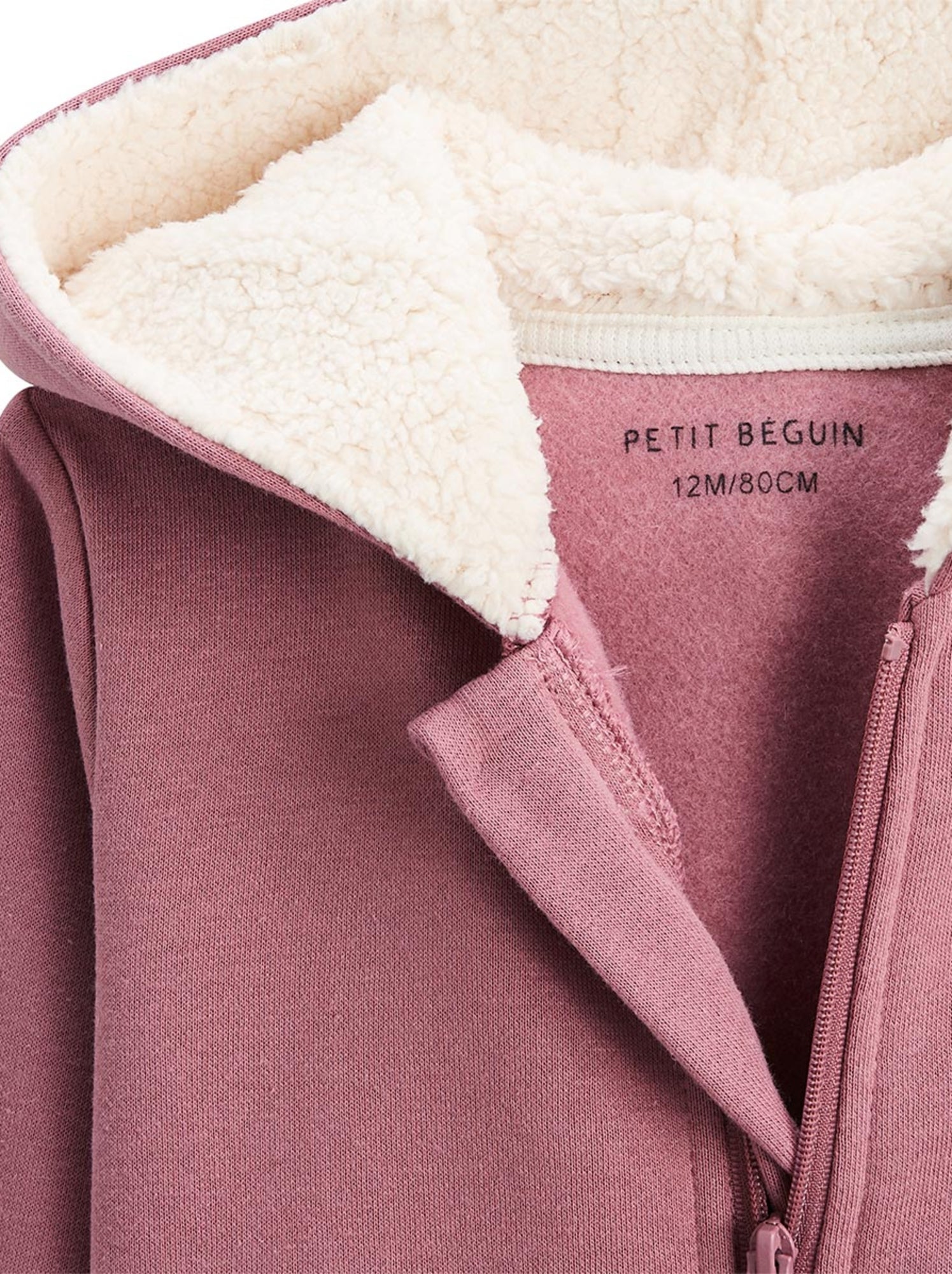Sweat à capuche zippé enfant en molleton matcha - Rose