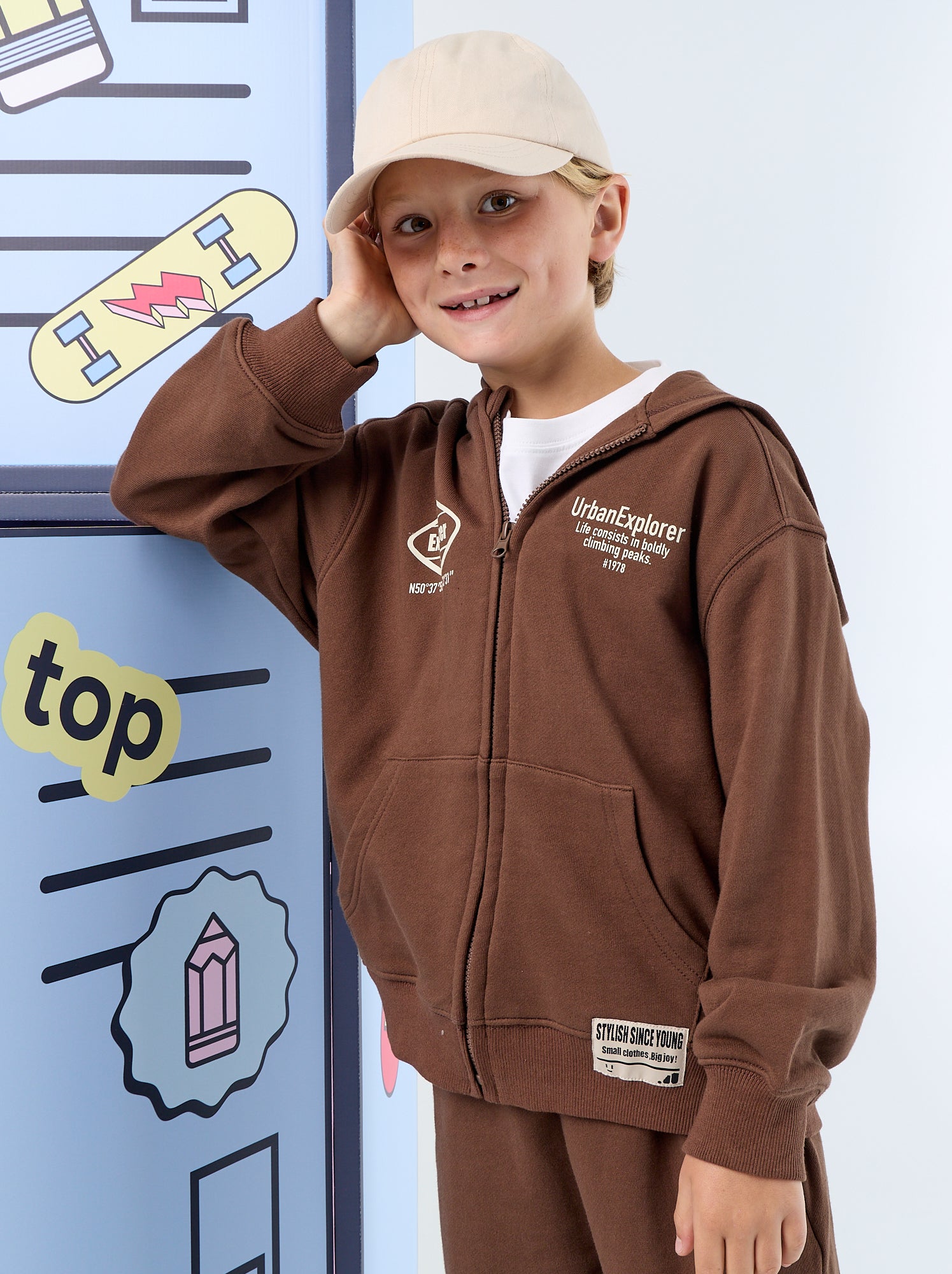 Sweat à capuche zippé - Marron