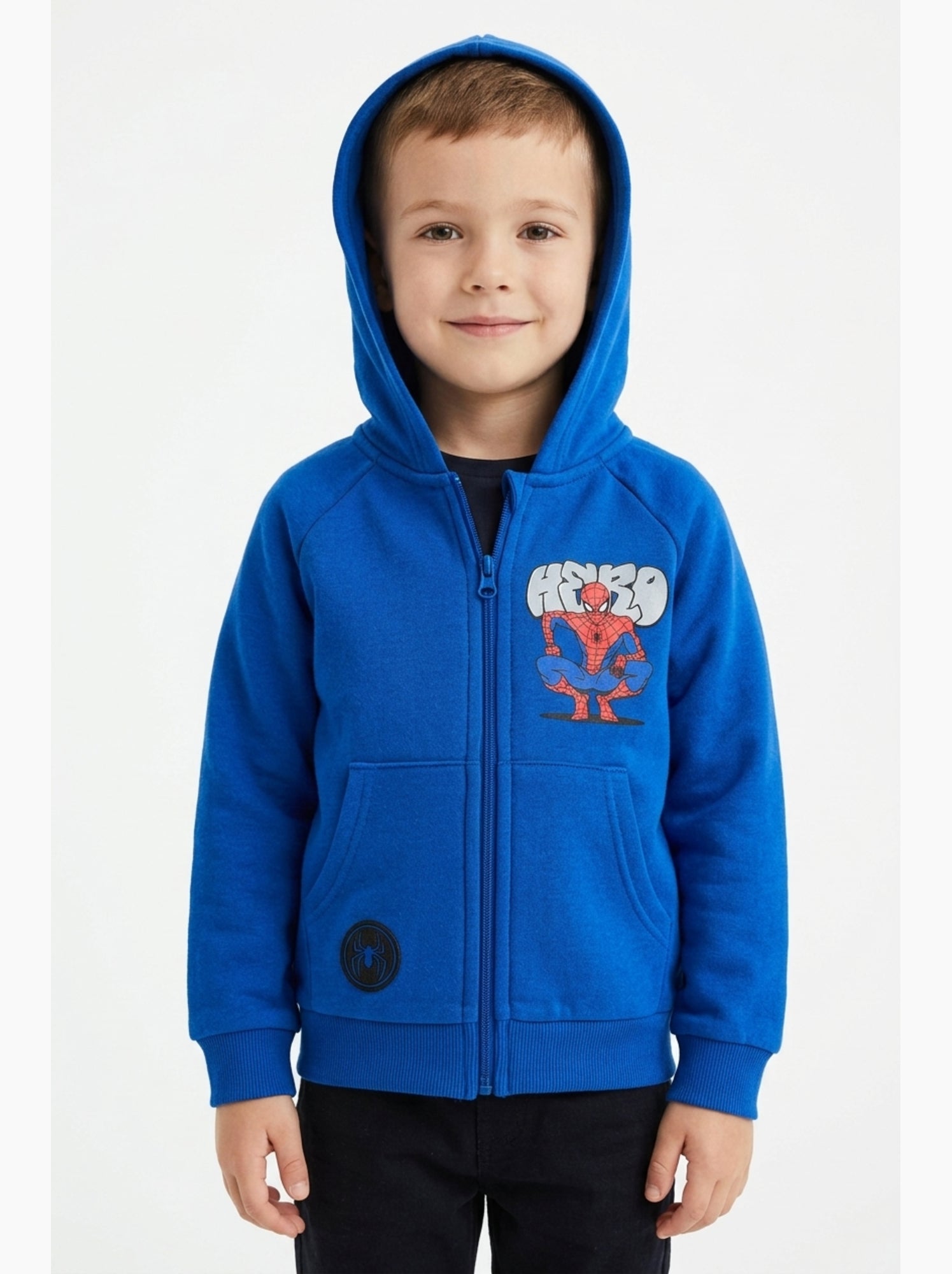Sweat à capuche zippé spiderman| licence officielle - Bleu