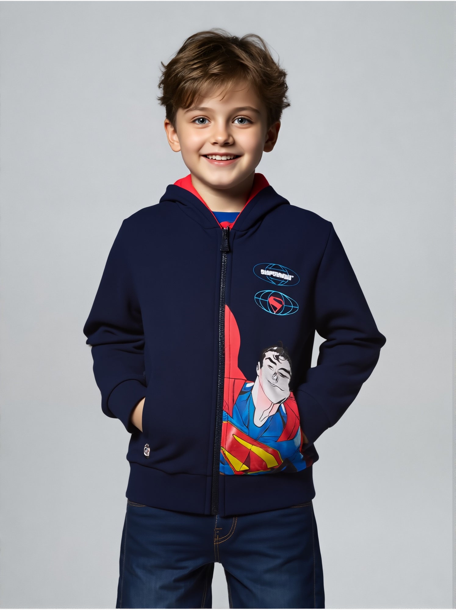 Sweat à capuche zippé superman marine| licence officielle - Bleu