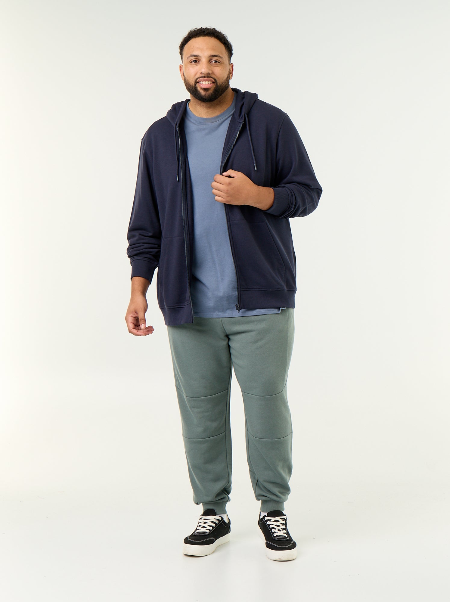 Sweat à capuche zippé uni - Bleu