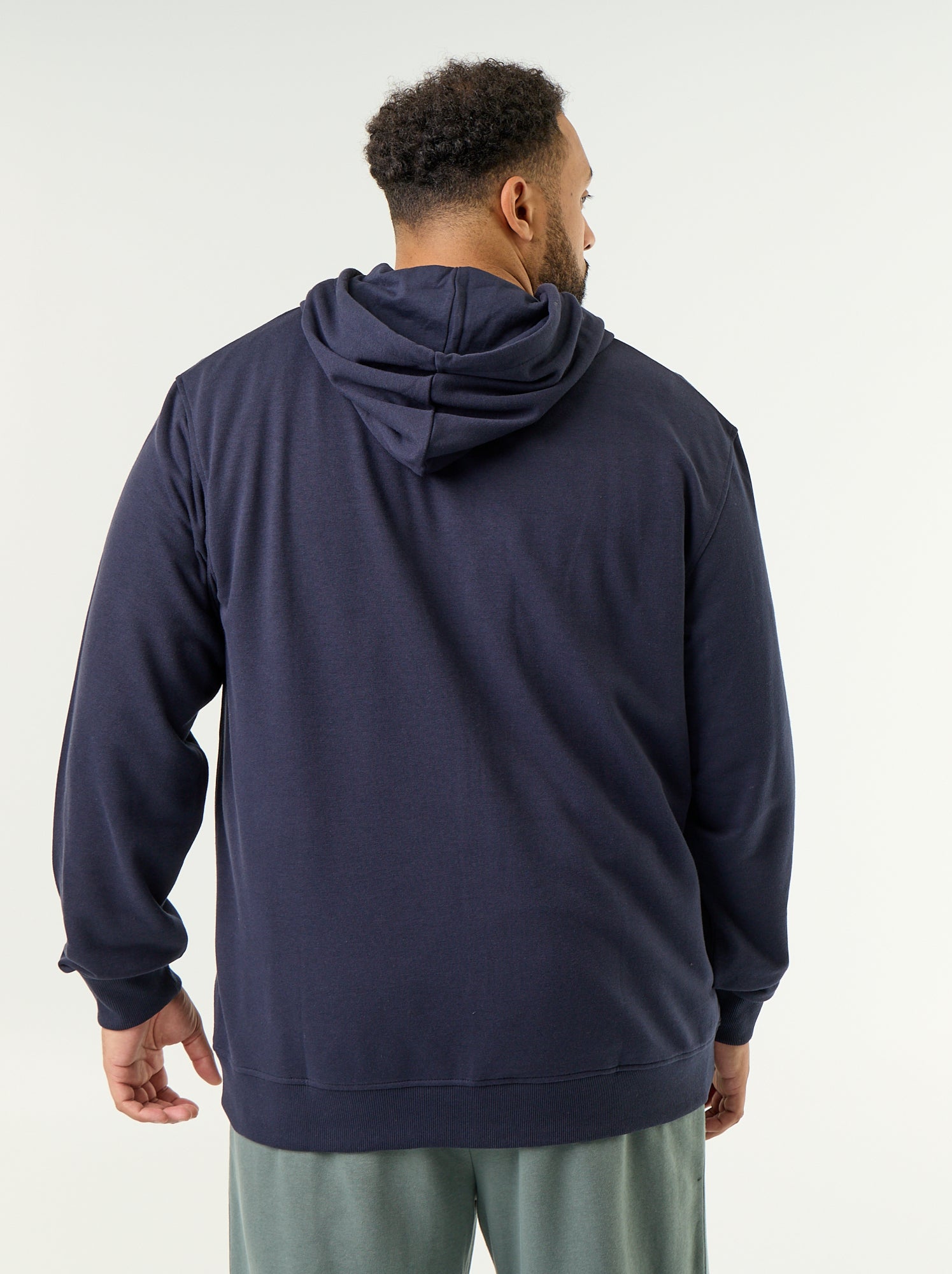 Sweat à capuche zippé uni - Bleu