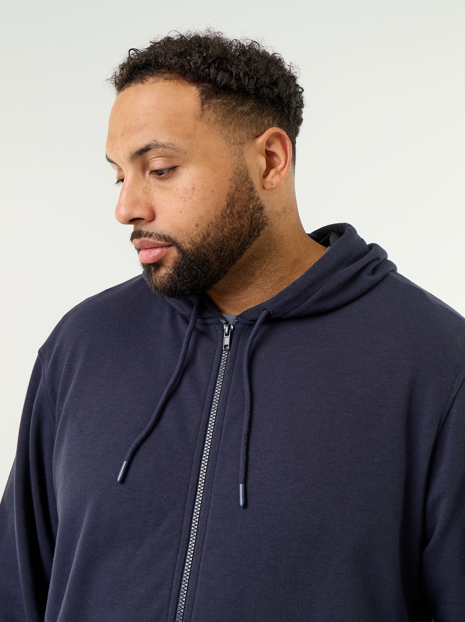 Sweat à capuche zippé uni - Bleu