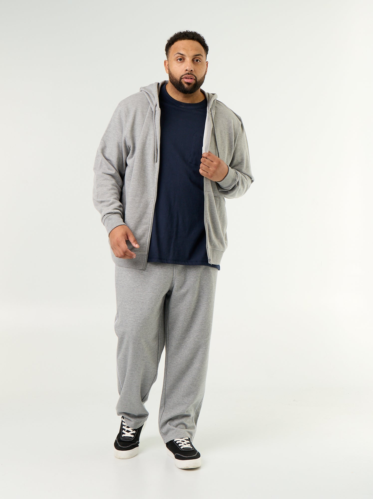 Sweat à capuche zippé uni - Gris