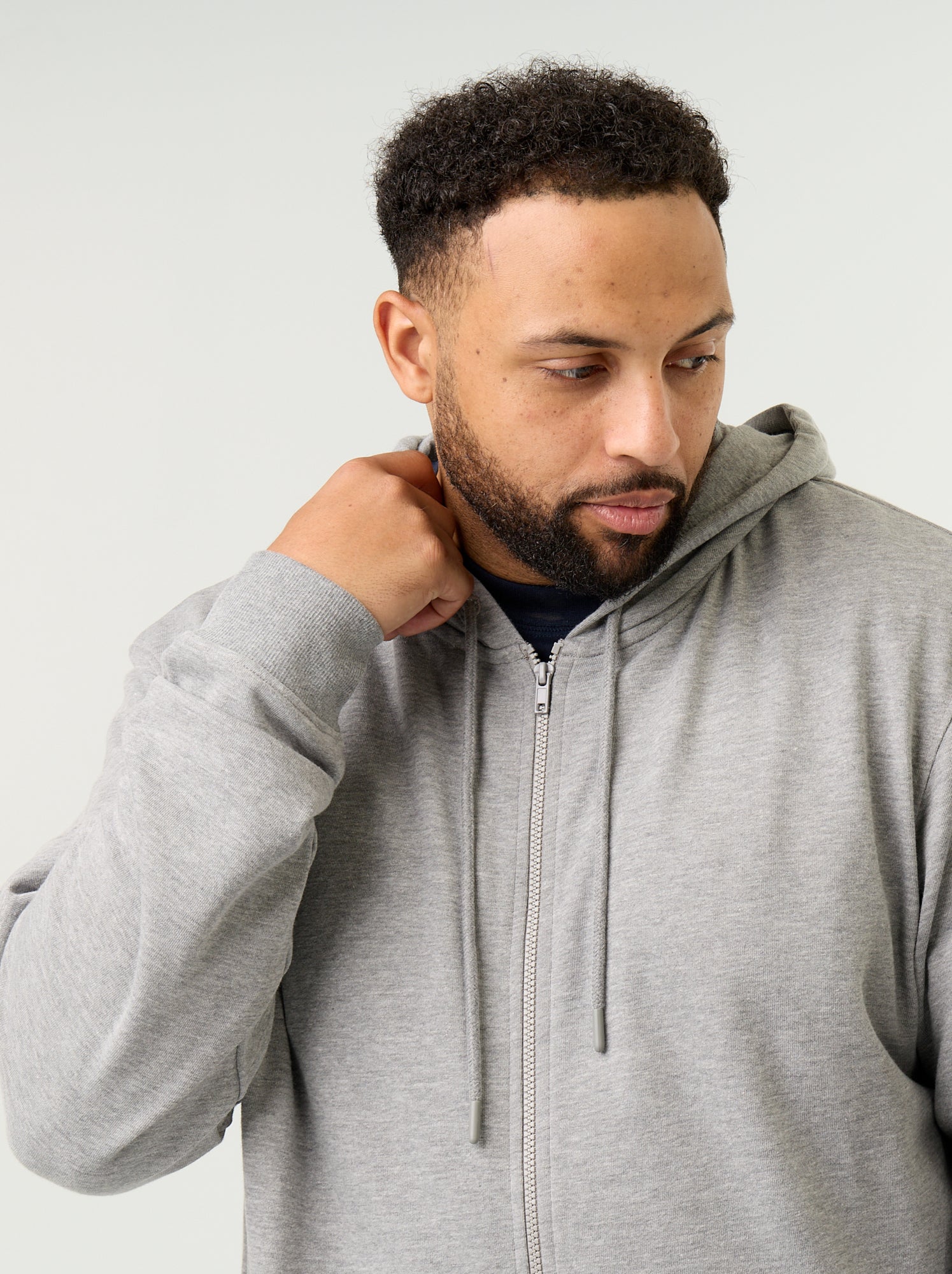 Sweat à capuche zippé uni - Gris