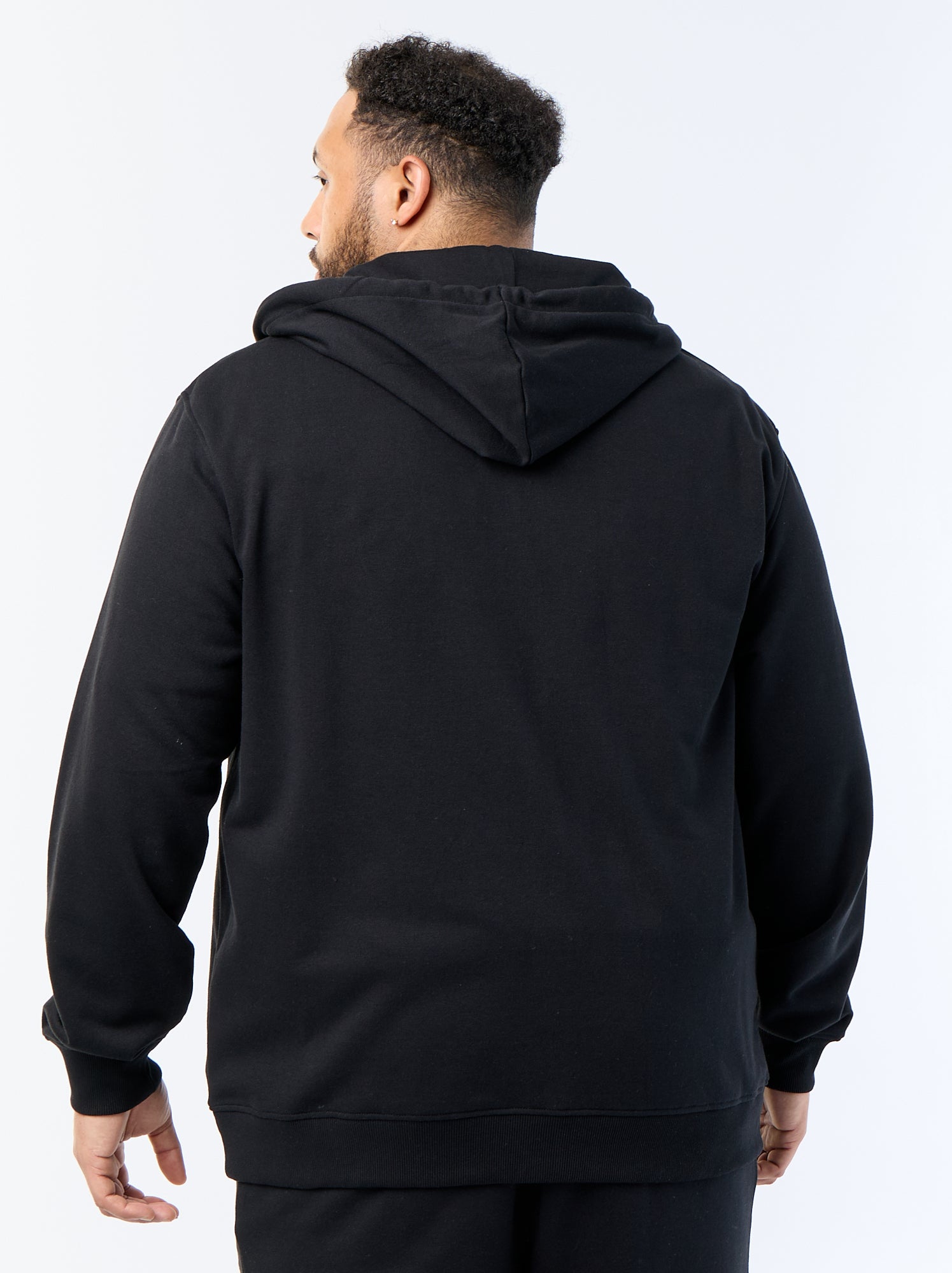 Sweat à capuche zippé uni - Noir