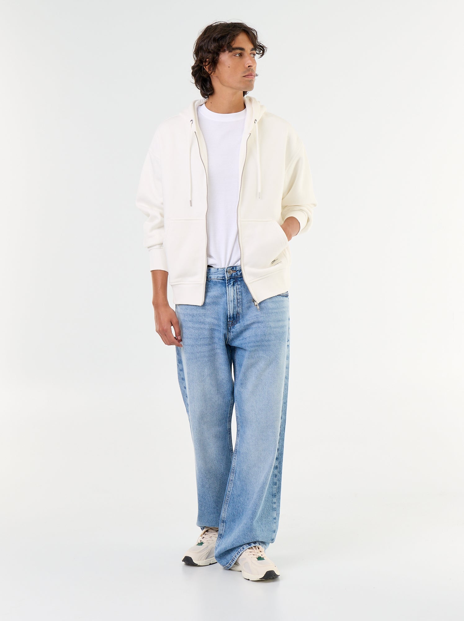 sweat à capuche zippée uni - Blanc