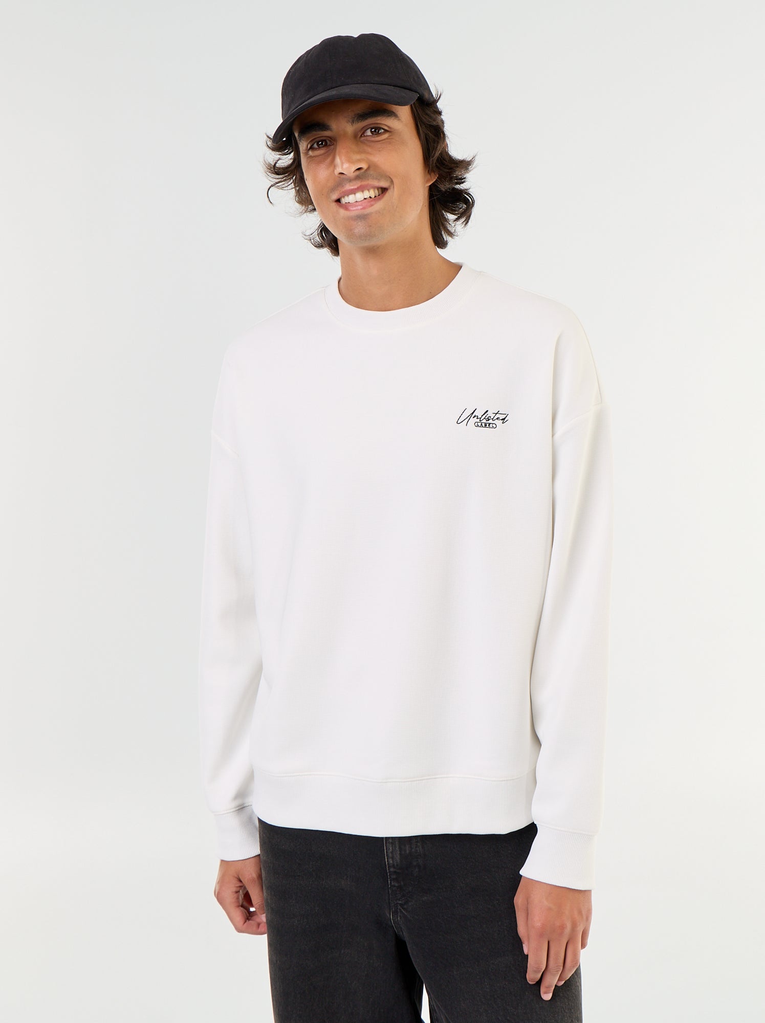 Sweat à col rond en maille piquée - Blanc