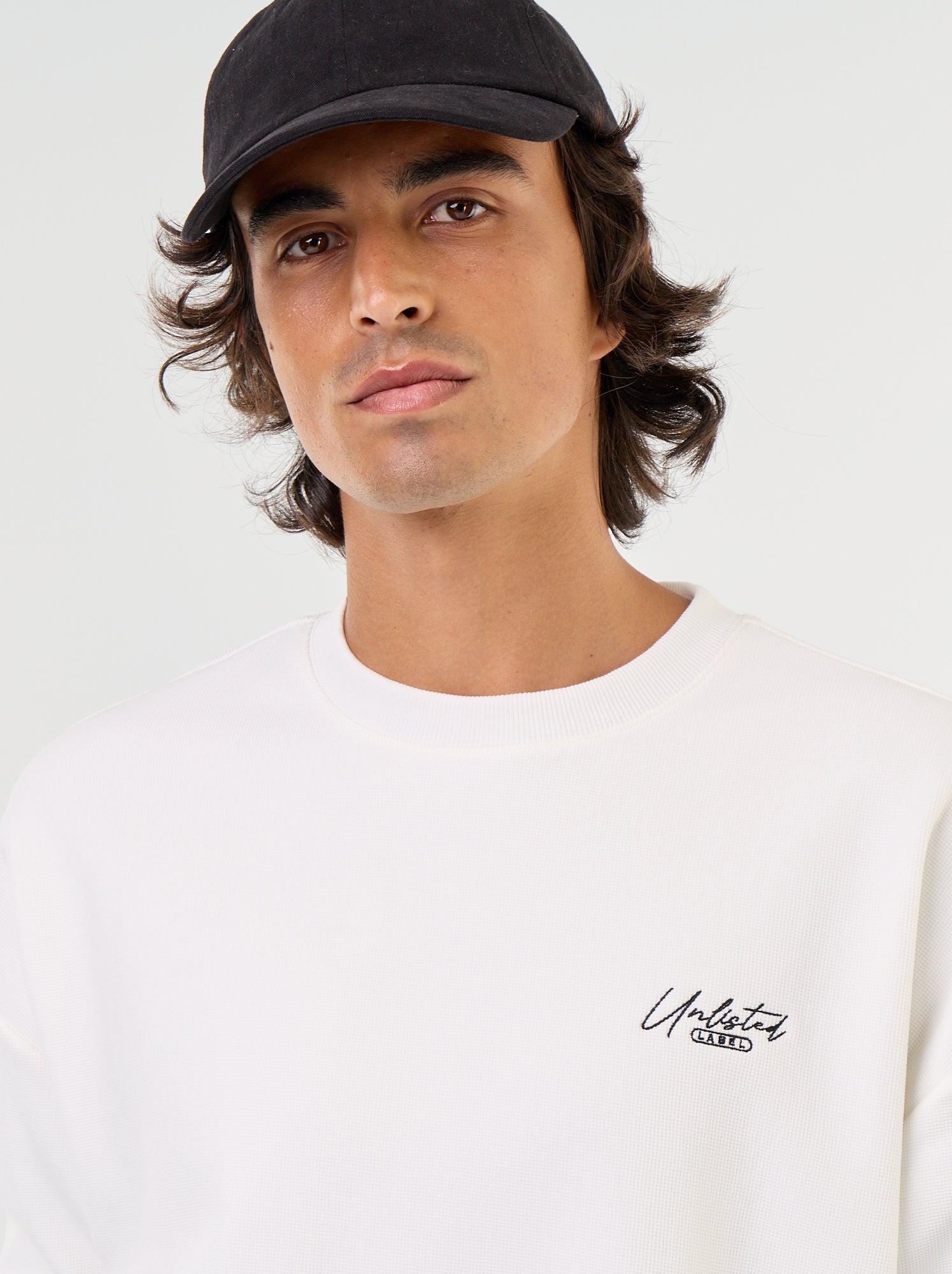 Sweat à col rond en maille piquée - Blanc