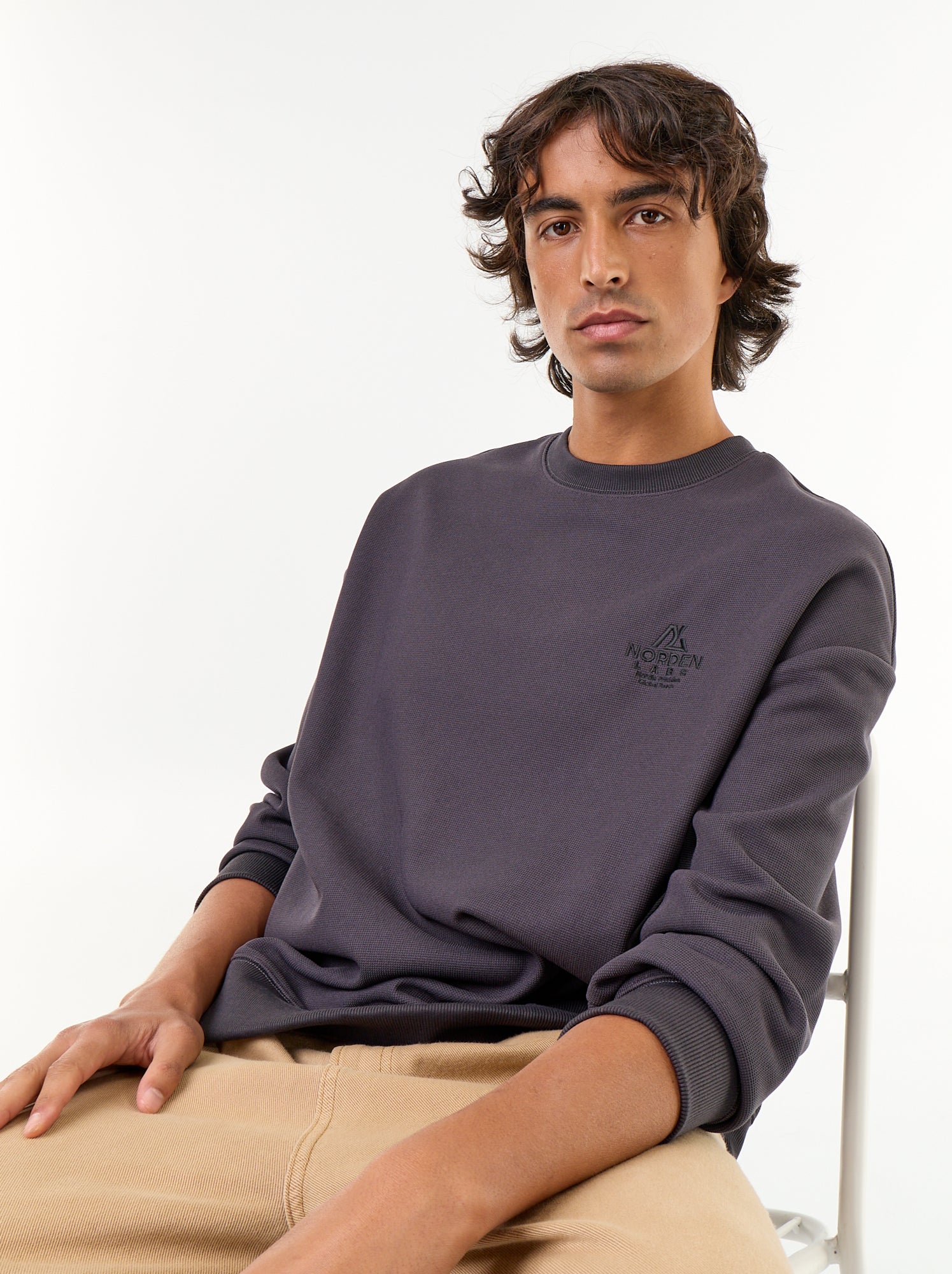 Sweat à col rond en maille piquée - Gris