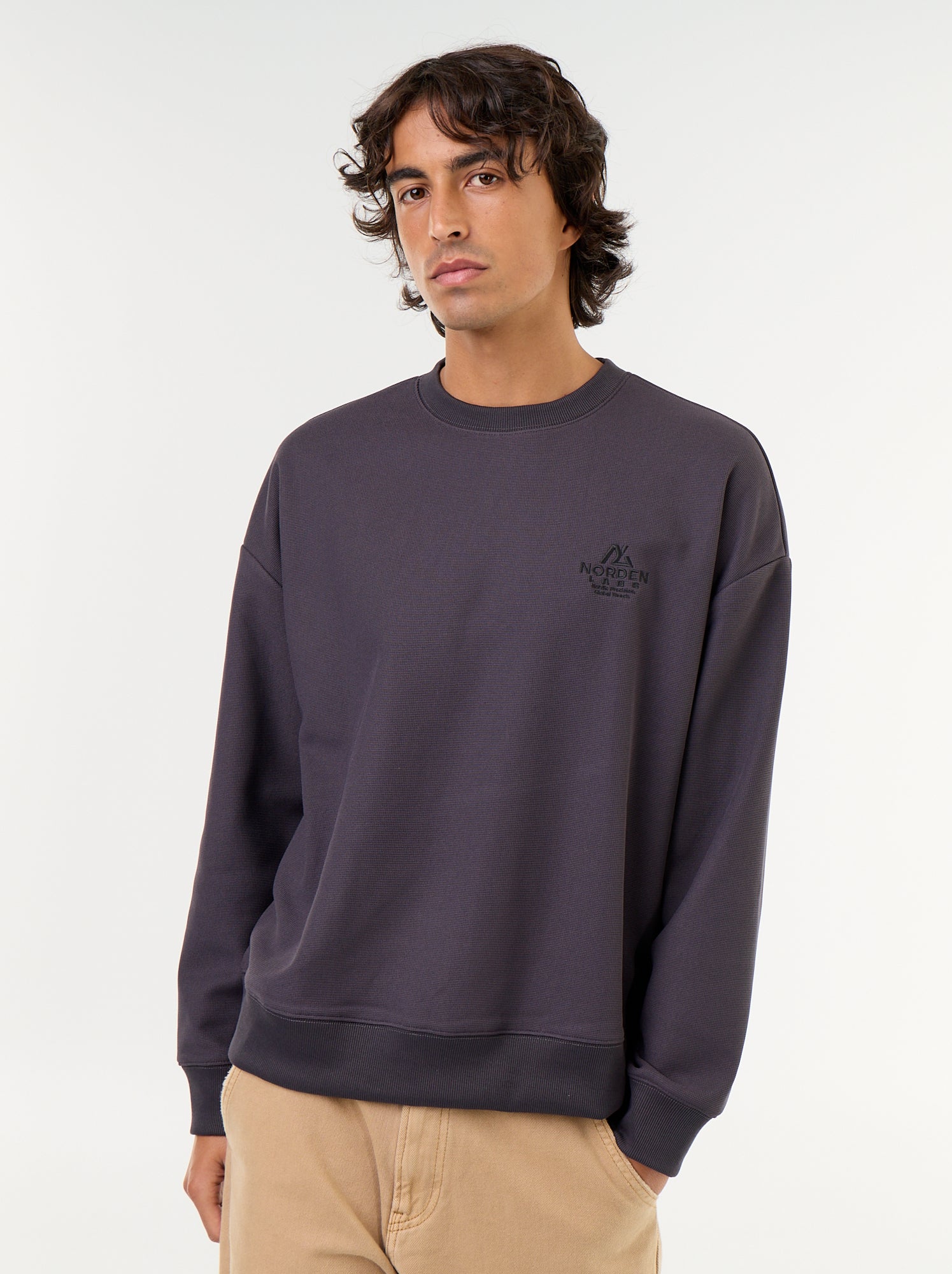 Sweat à col rond en maille piquée - Gris