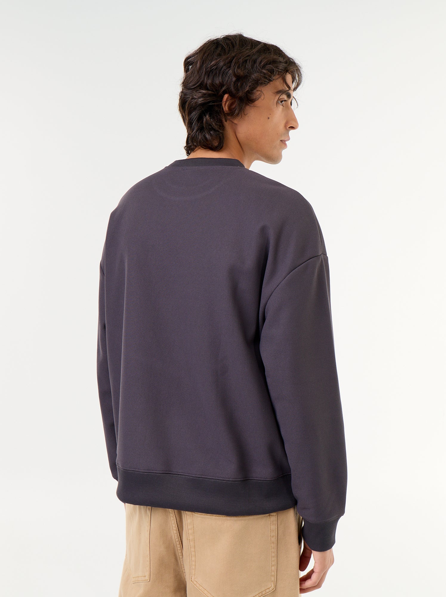 Sweat à col rond en maille piquée - Gris