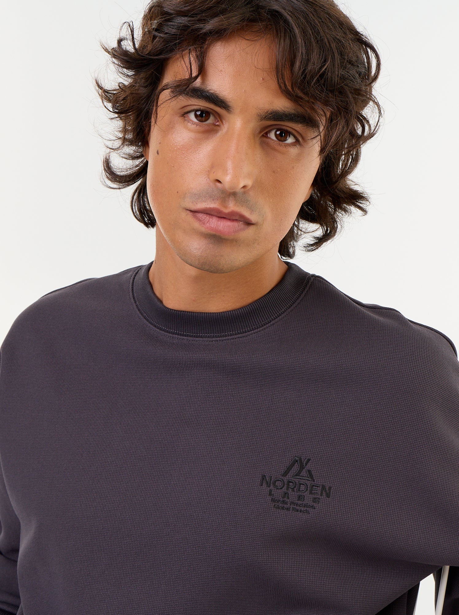 Sweat à col rond en maille piquée - Gris