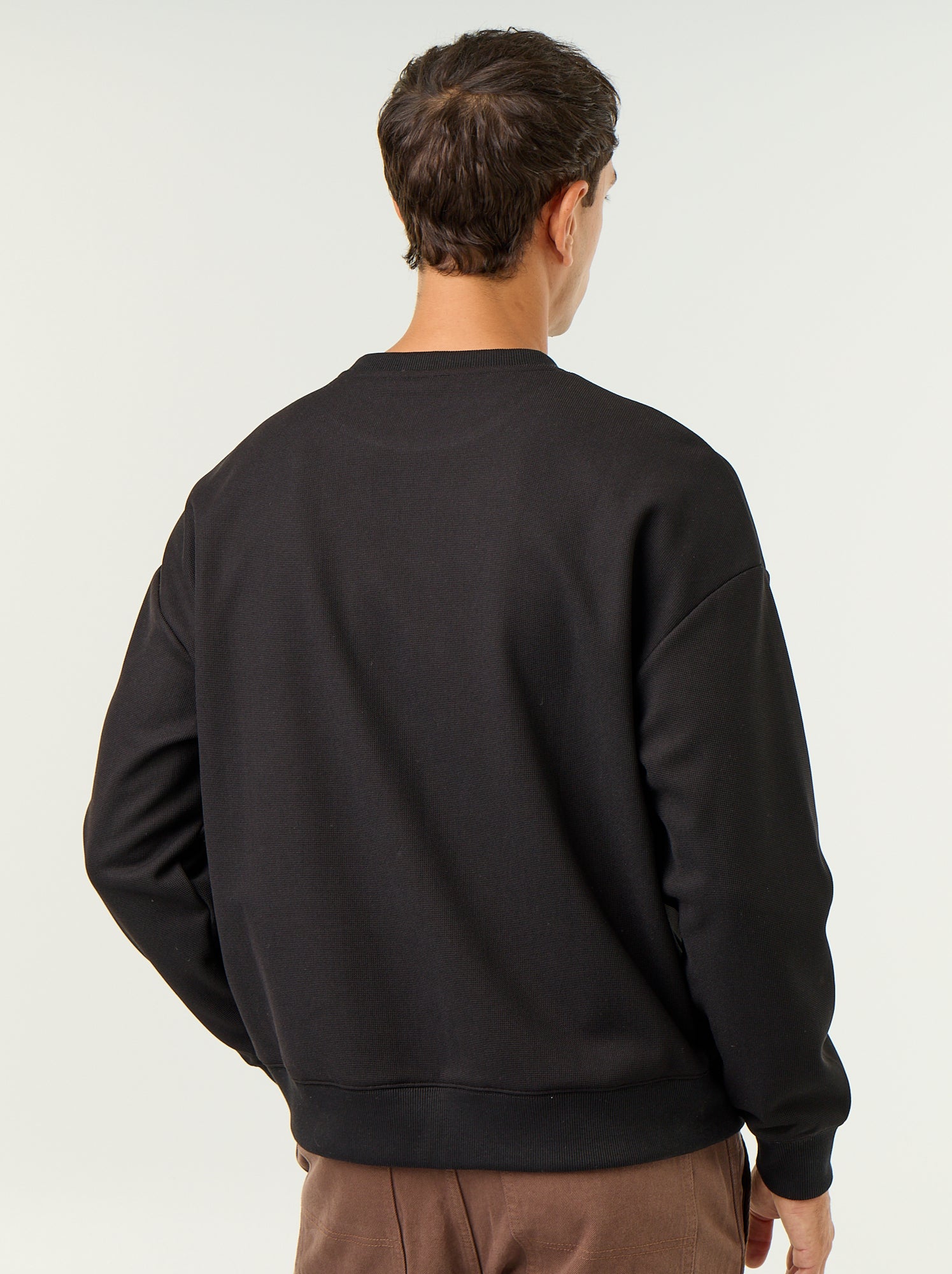 Sweat à col rond en maille piquée - Noir