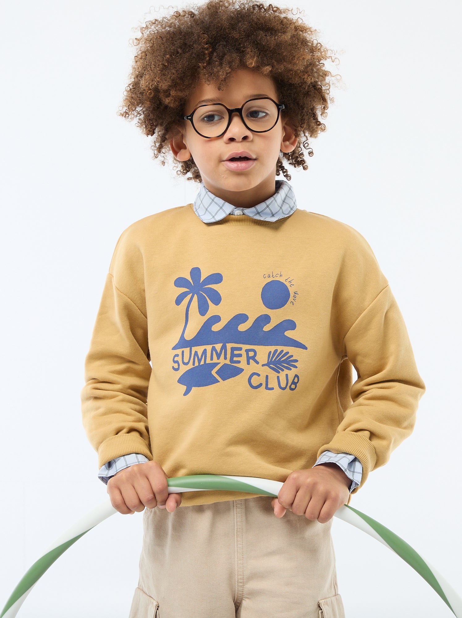 Sweat à col rond imprimé - Jaune