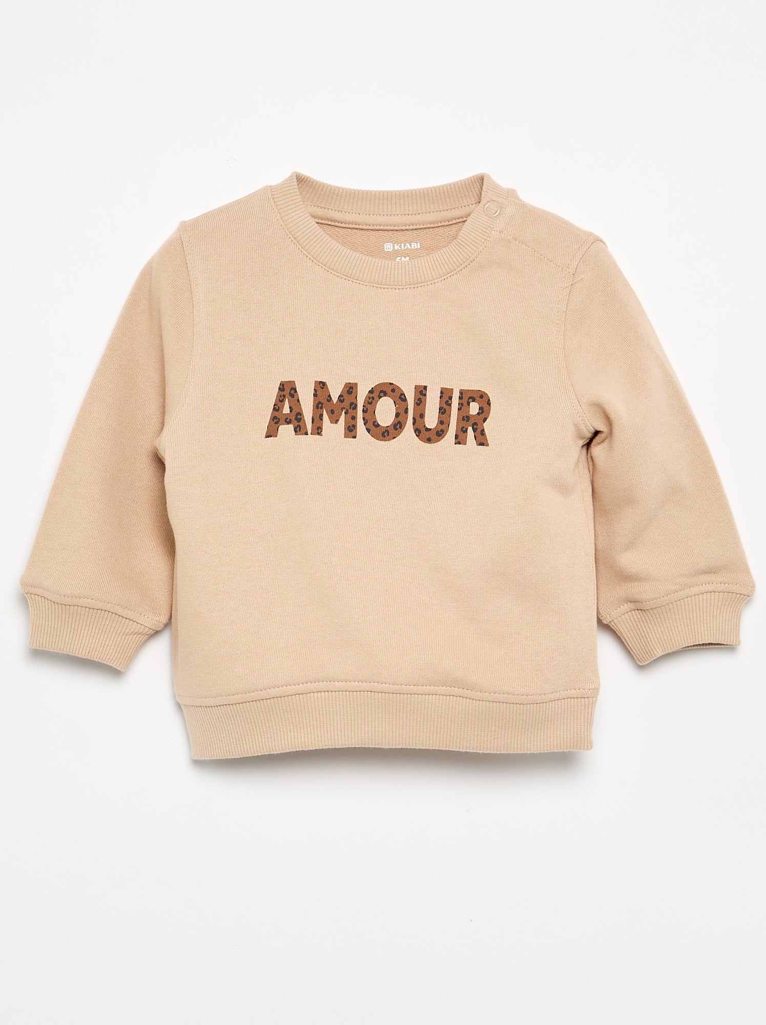 Sweat à manches longues avec imprimé - Beige