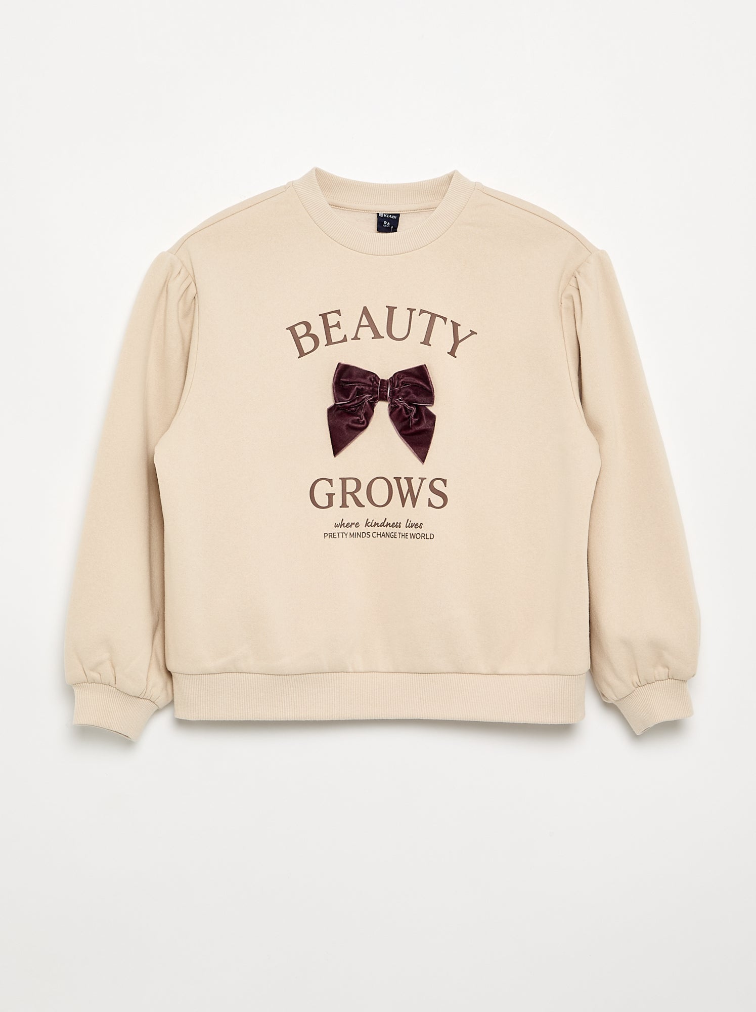 Sweat à manches longues avec nœud - Beige