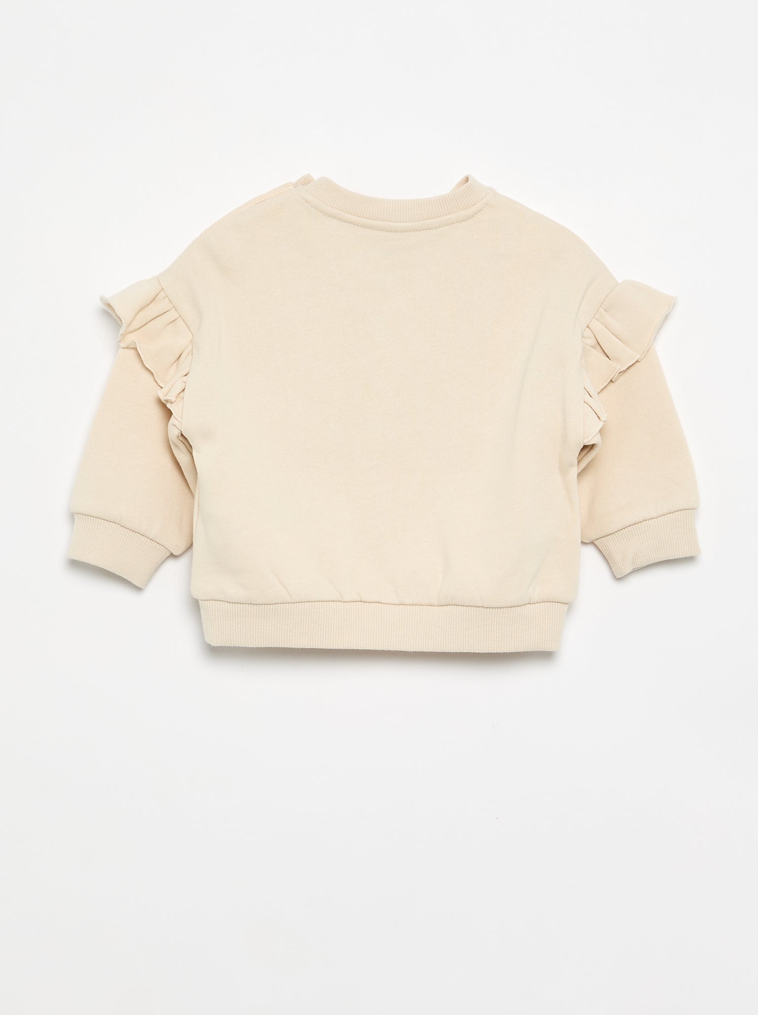 Sweat à manches longues avec volants aux épaules - Beige