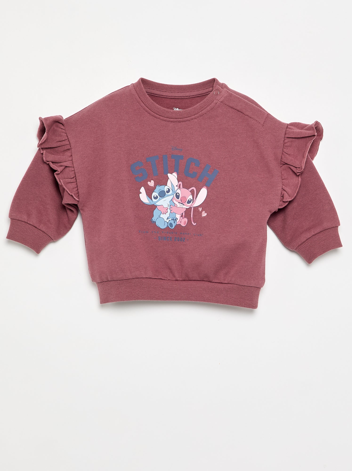 Sweat à manches longues avec volants aux épaules - Rose