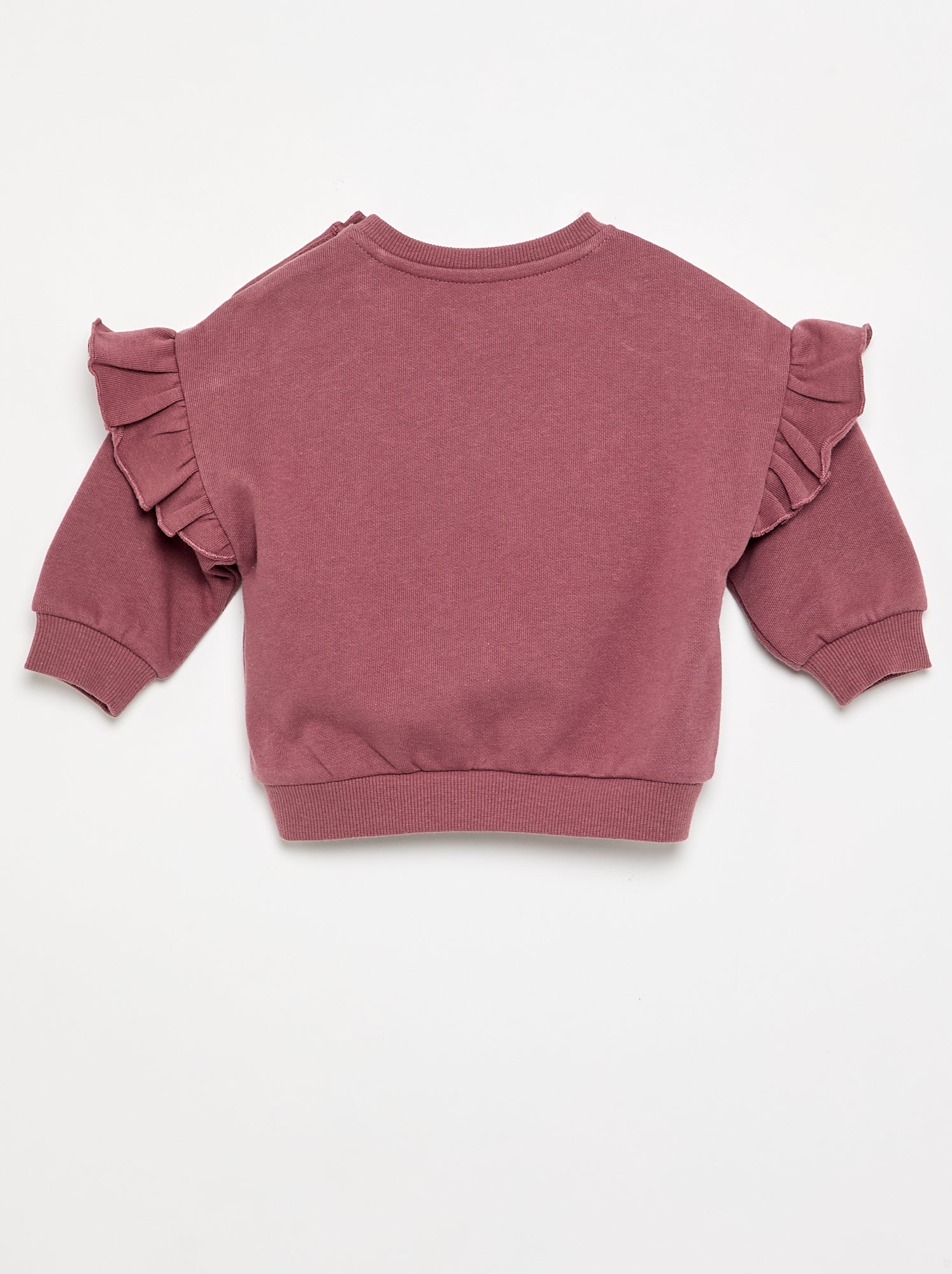 Sweat à manches longues avec volants aux épaules - Rose
