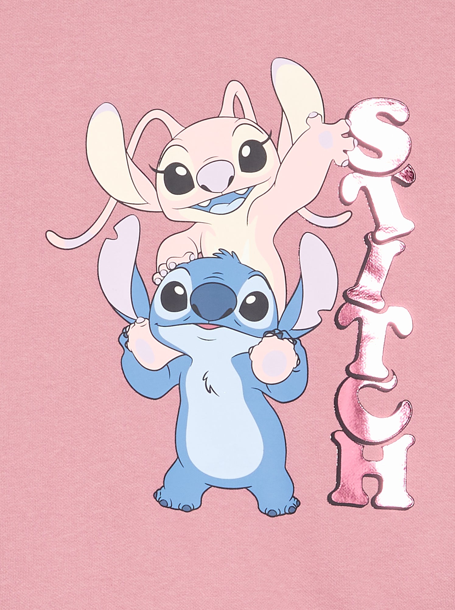 Sweat à manches longues 'Disney' 'Stitch & Angel' - Rose